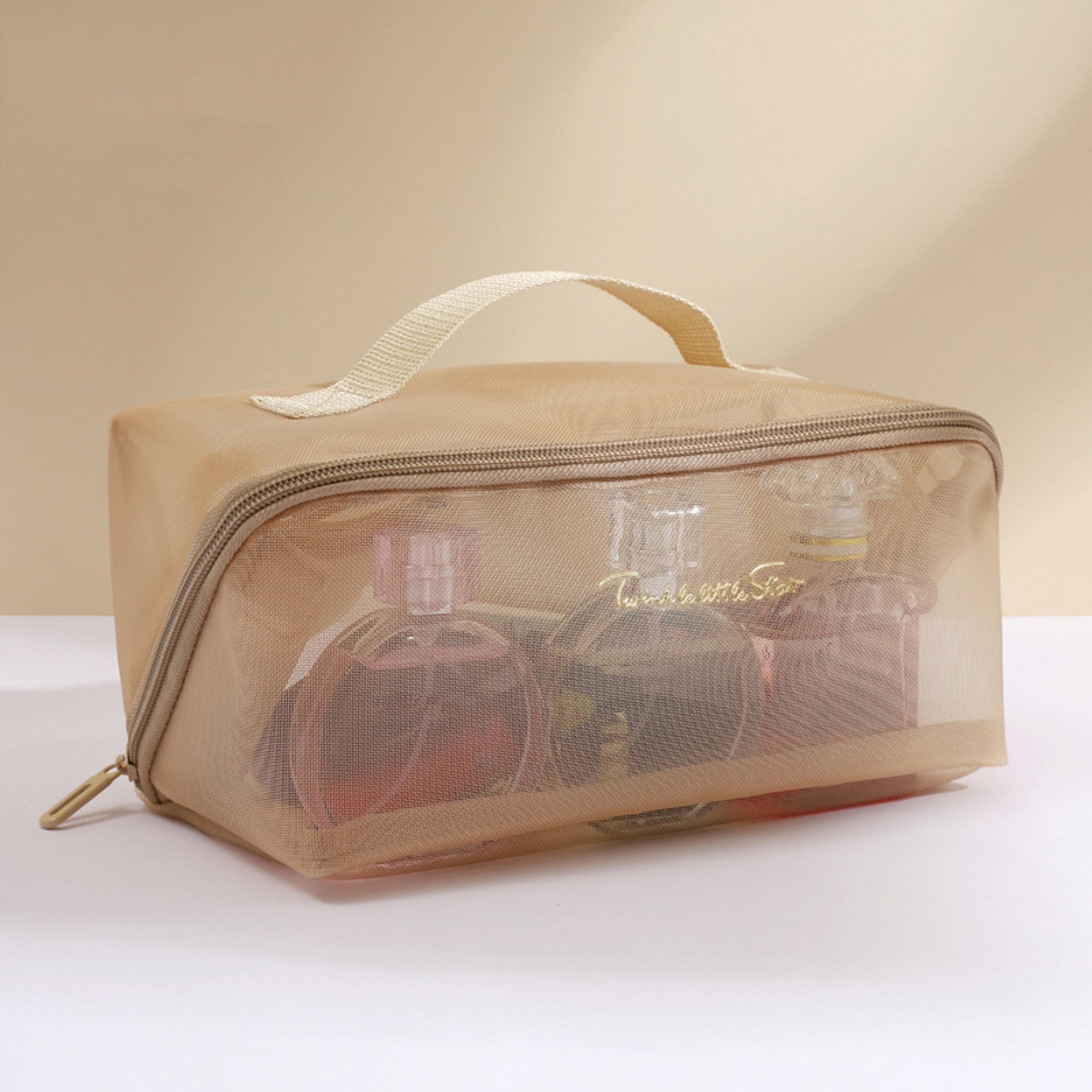 transparent cosmetic bag mesh travel makeup pouch and toiletry organizer