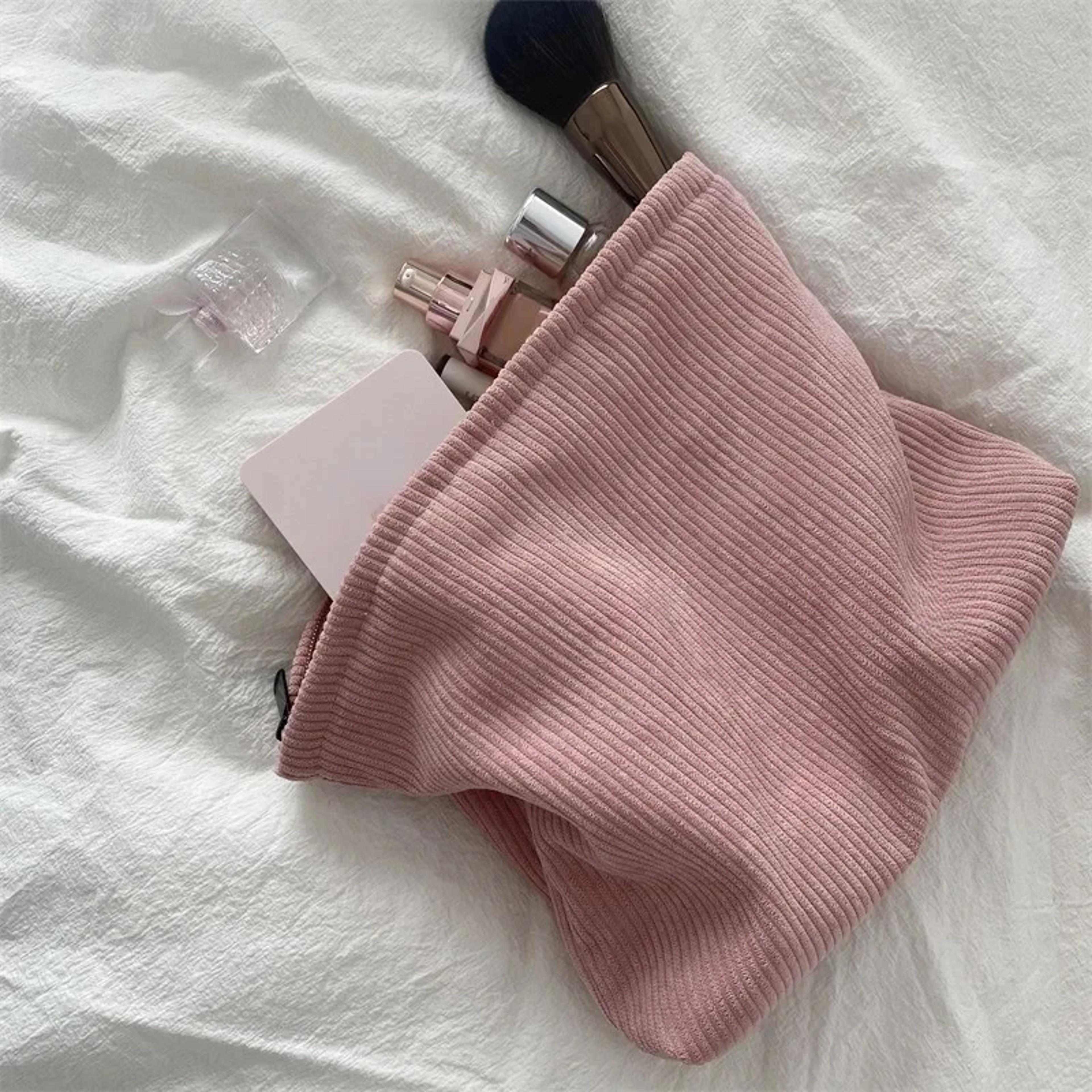 corduroy makeup bag large capacity travel cosmetic organizer