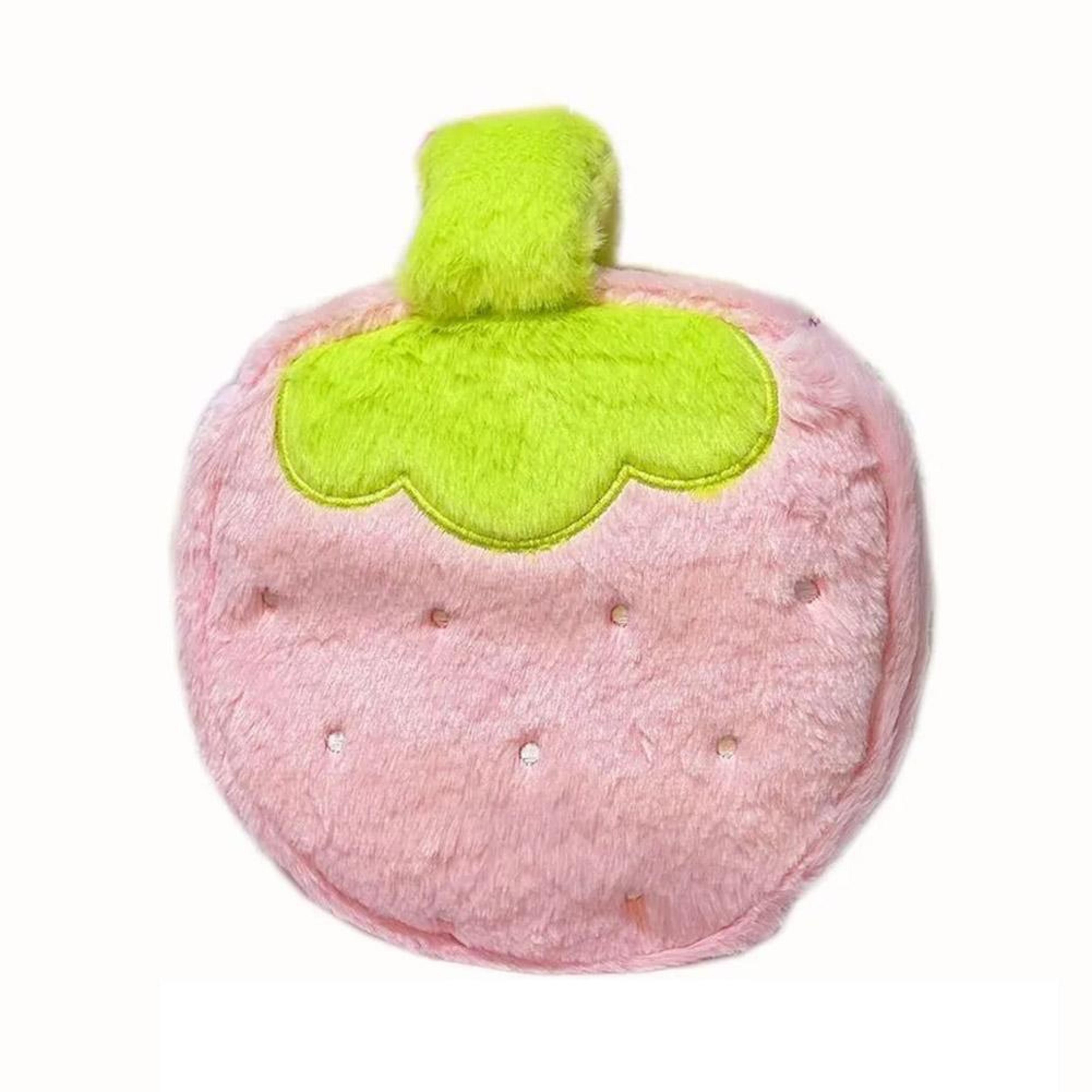 cute strawberry travel cosmetic bag with handle and brush organizer