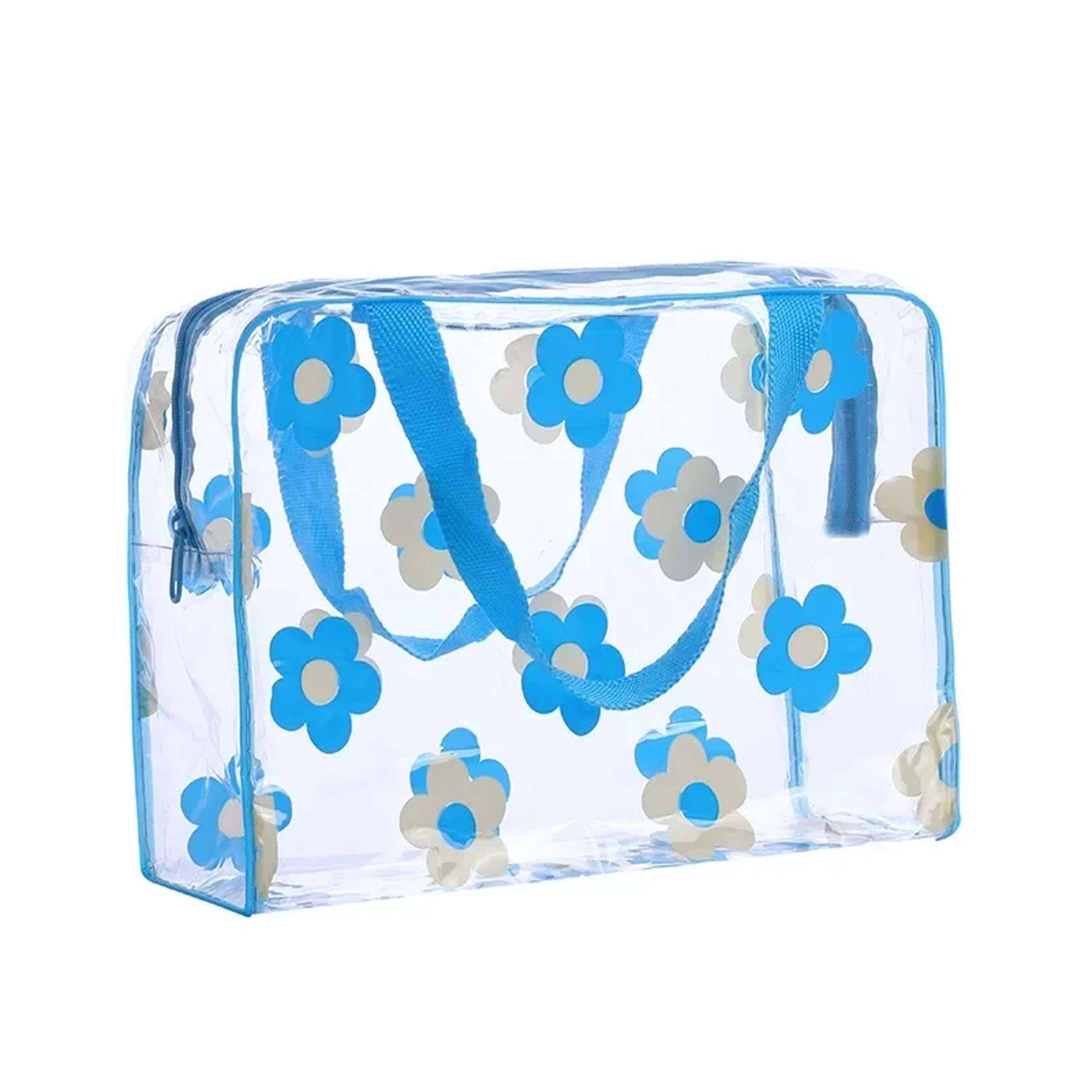 floral transparent makeup bag waterproof pvc travel toiletry pouch