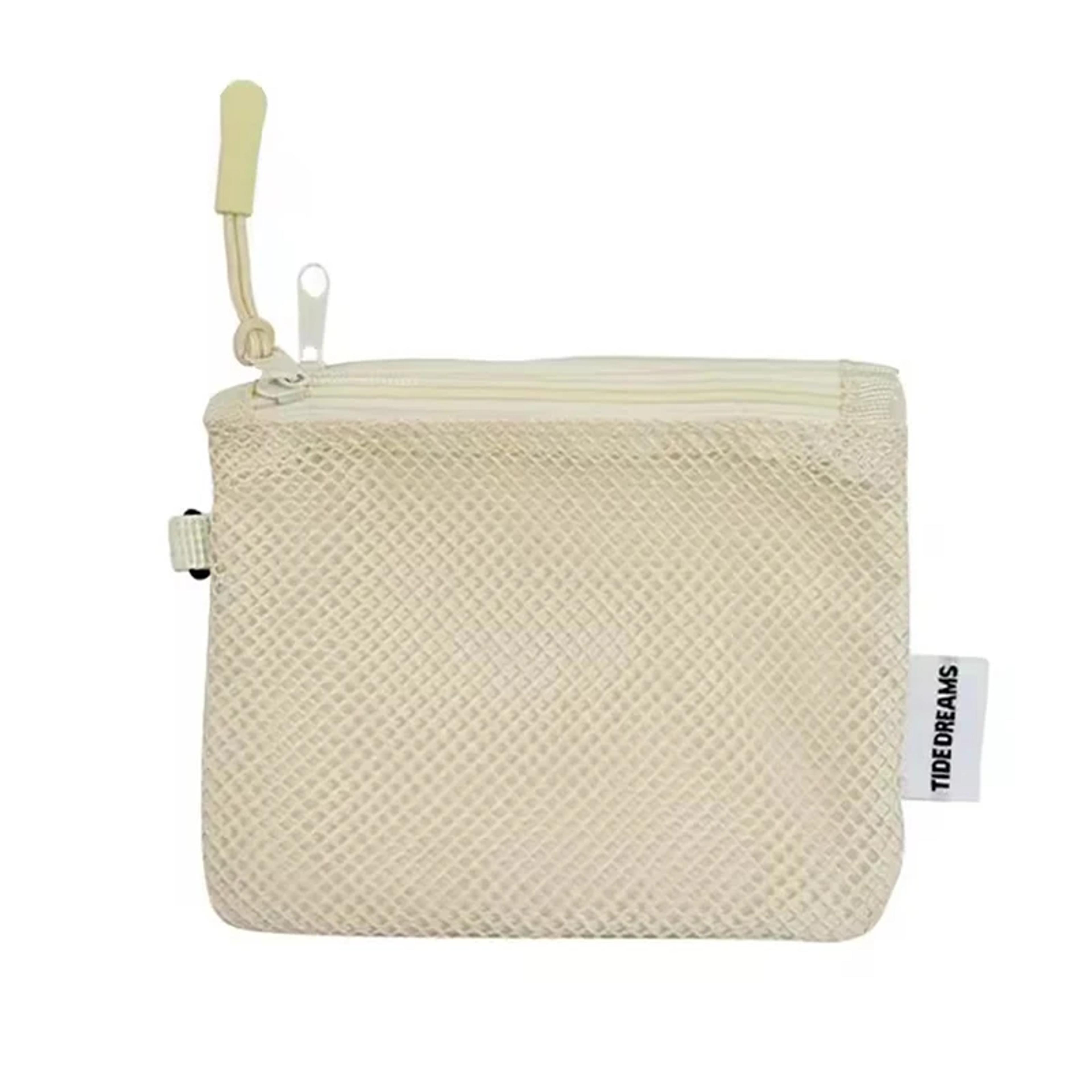 compact mesh mini coin purse double zipper pouch for earphones, keys, lipstick & small essentials