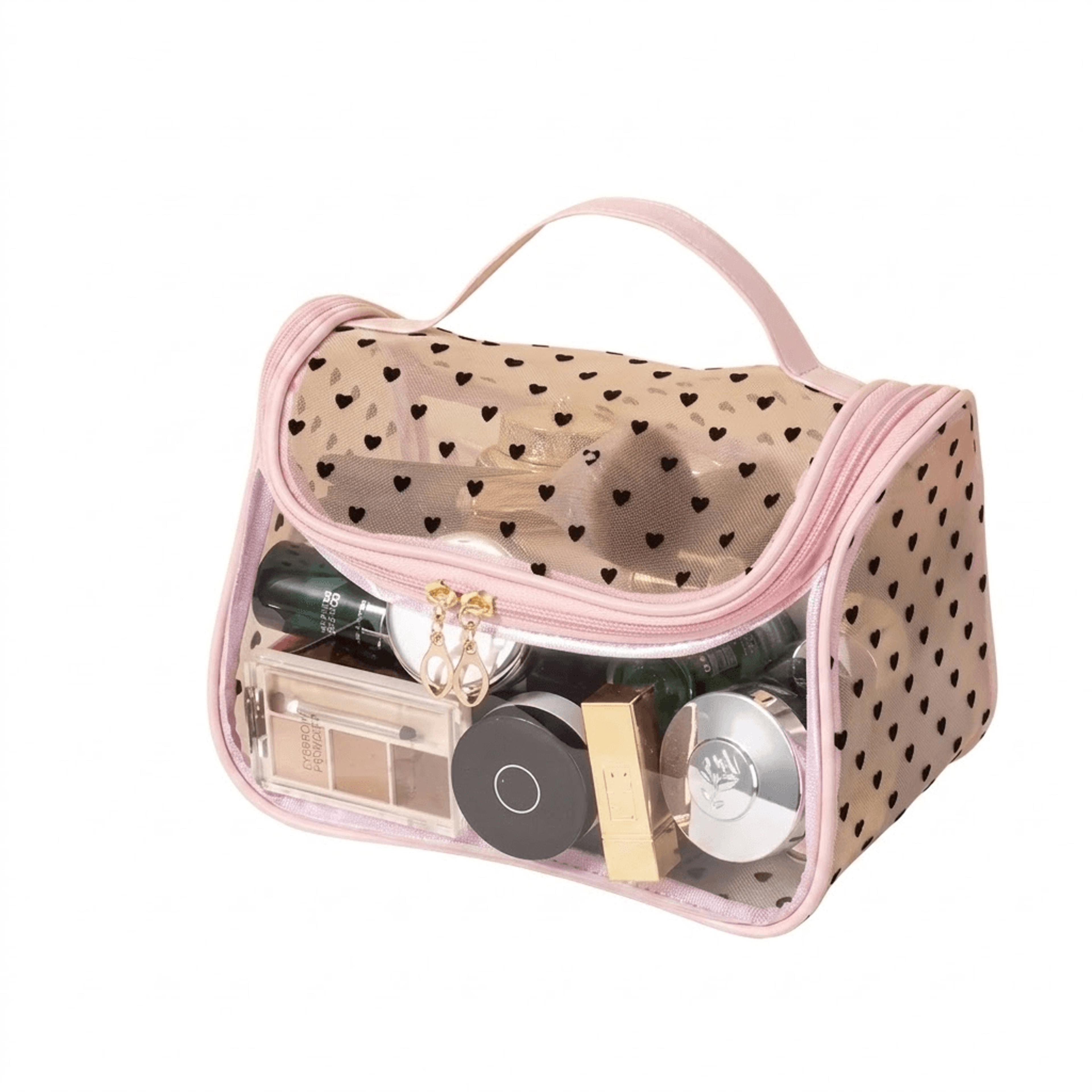 transparent heart clear makeup bag travel cosmetic organizer