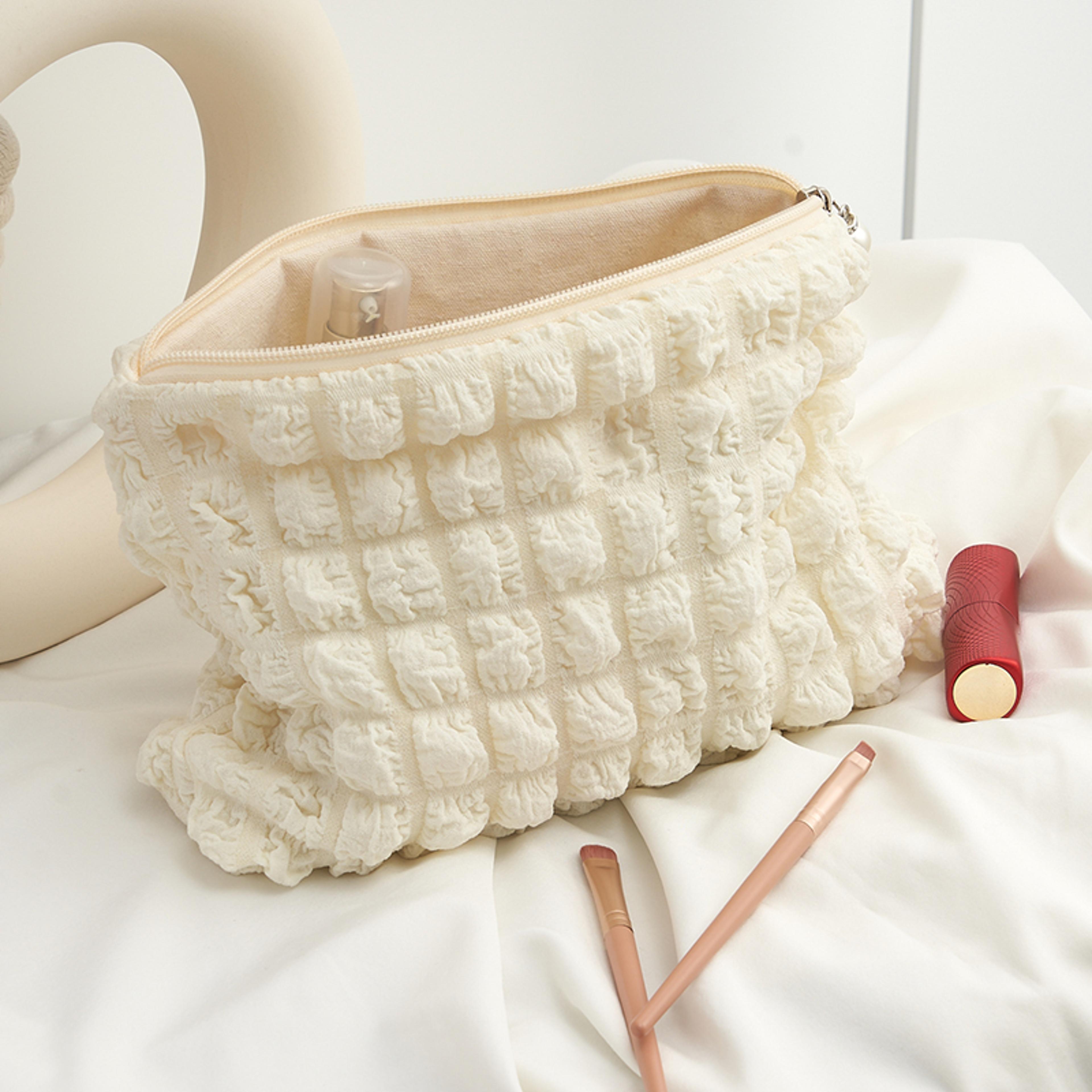 boho soft makeup pouch portable zipper travel cosmetic bag for daily essentials