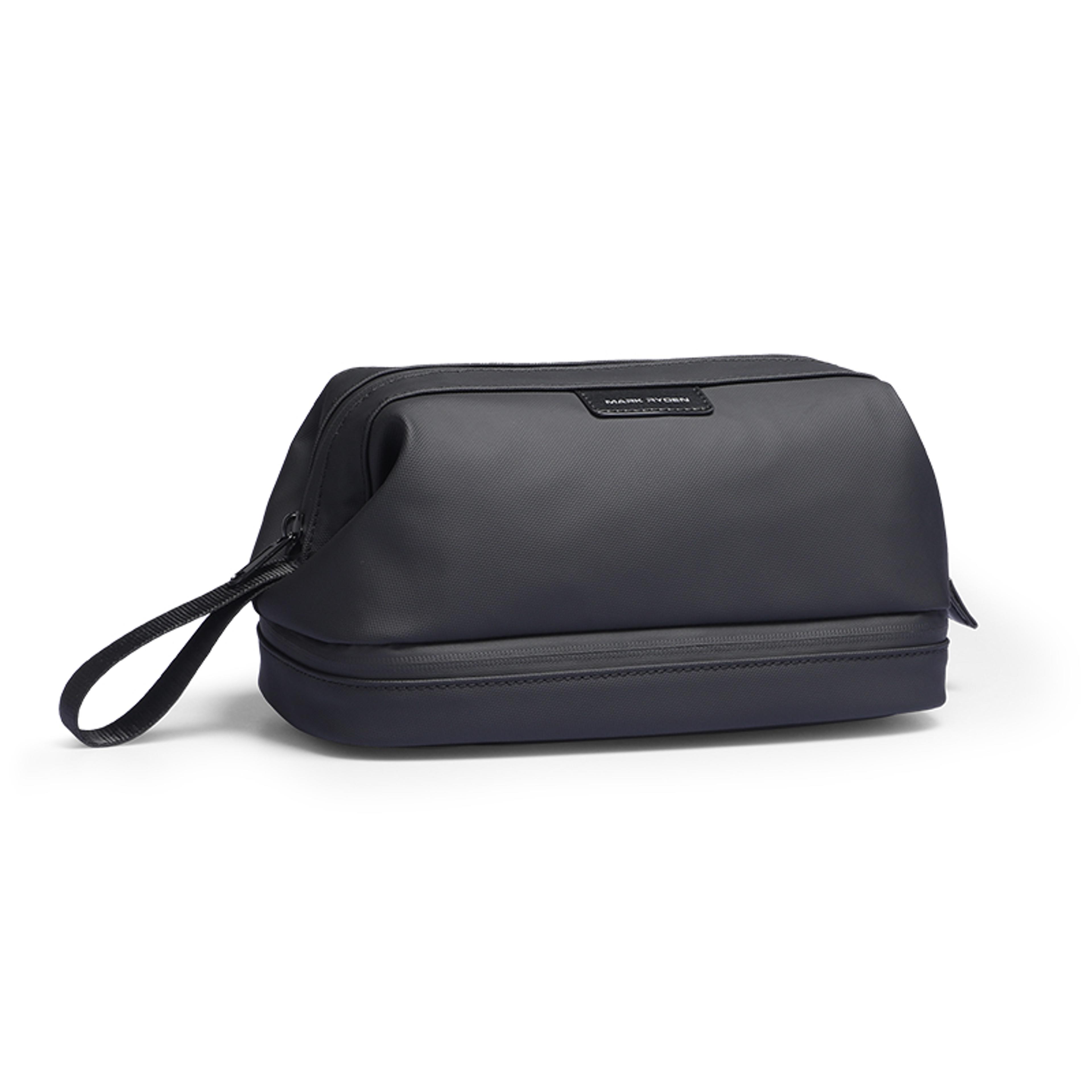 double layer travel toiletry bag with wet dry storage and quick access handle