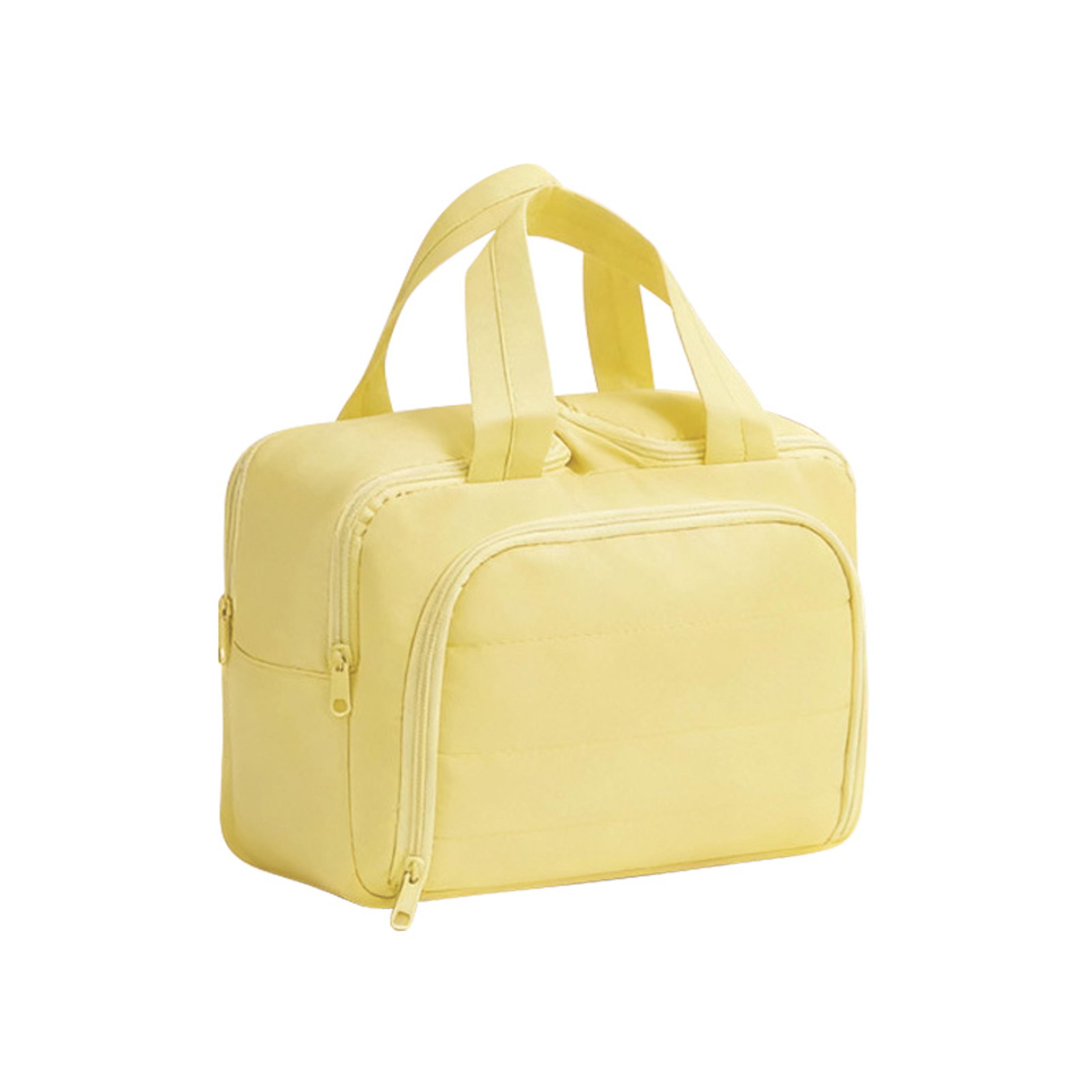 large capacity makeup organizer bag with multiple pockets for travel toiletries