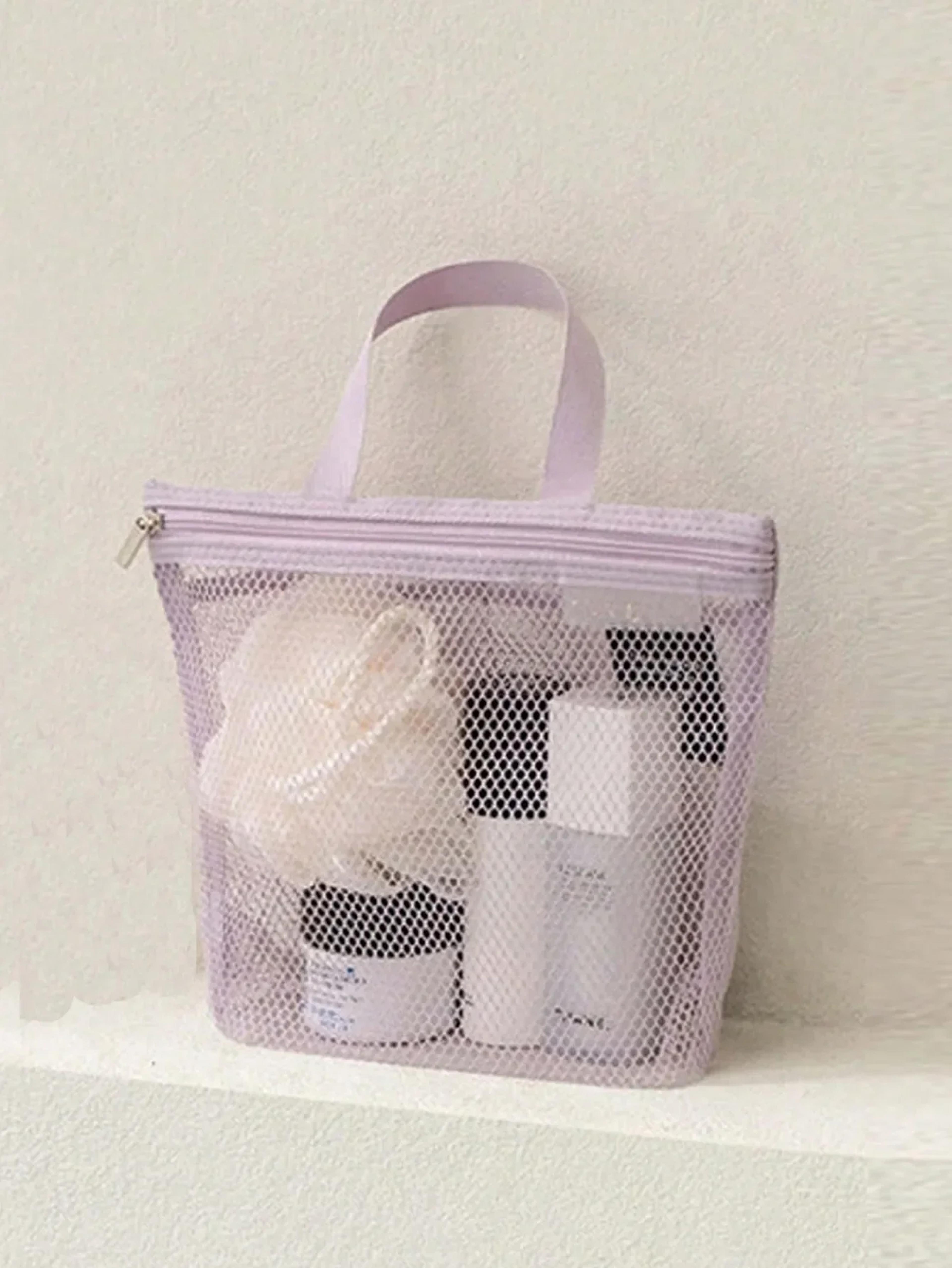 lightweight mesh shower bag and travel cosmetic bag for toiletries