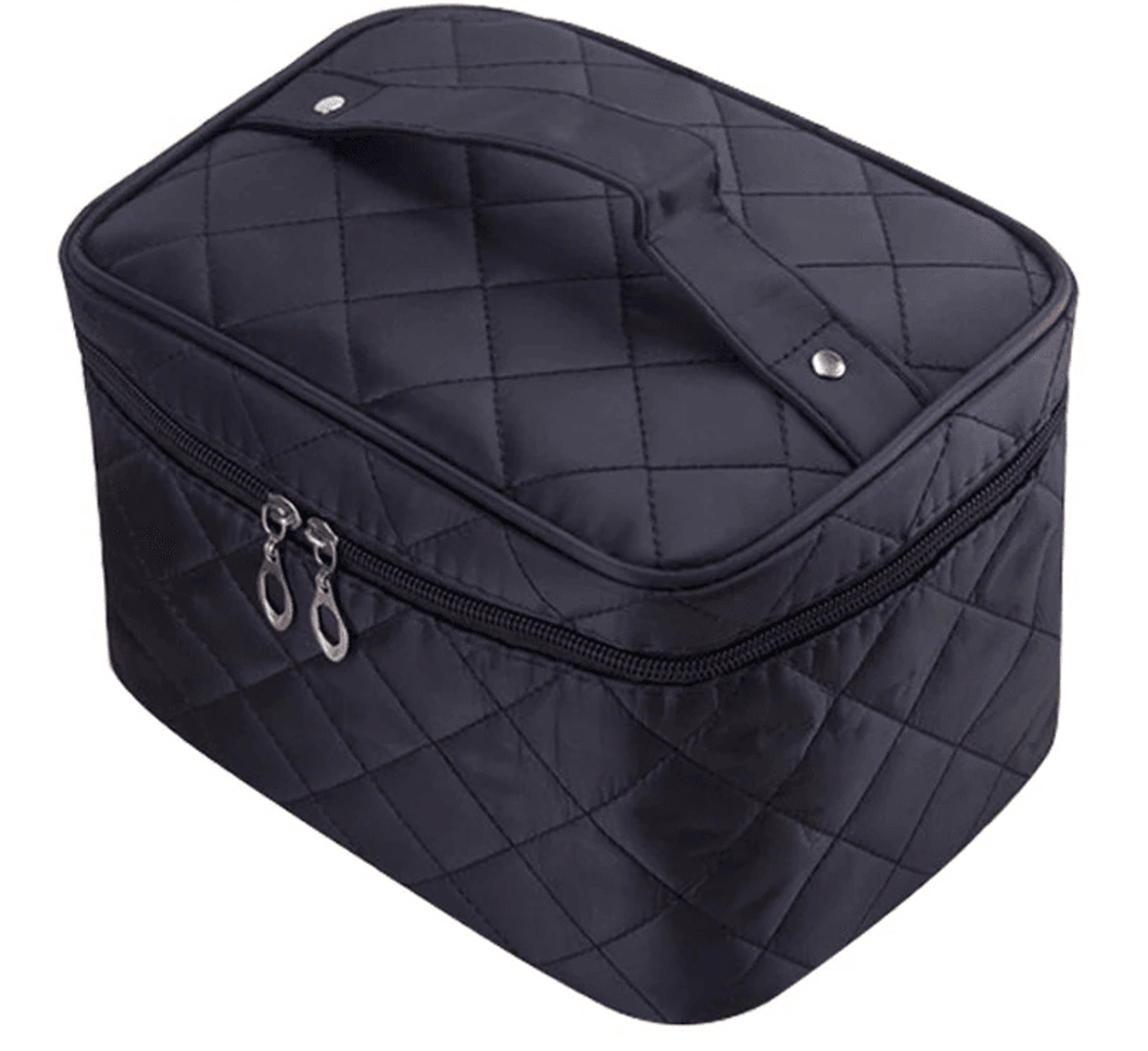 quilted large capacity cosmetic bag for travel toiletries and makeup
