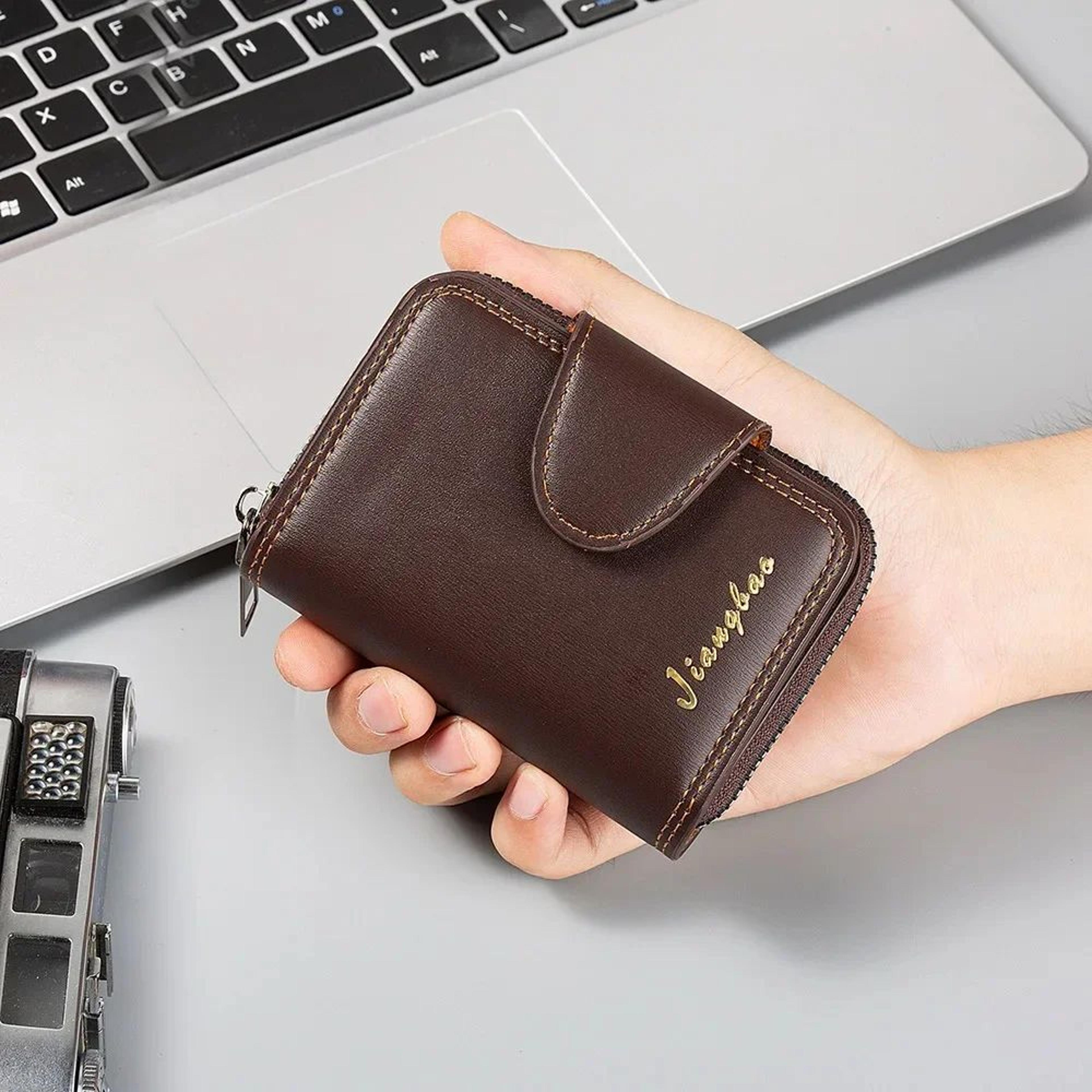 business casual men's card holder wallet with zipper accordion storage