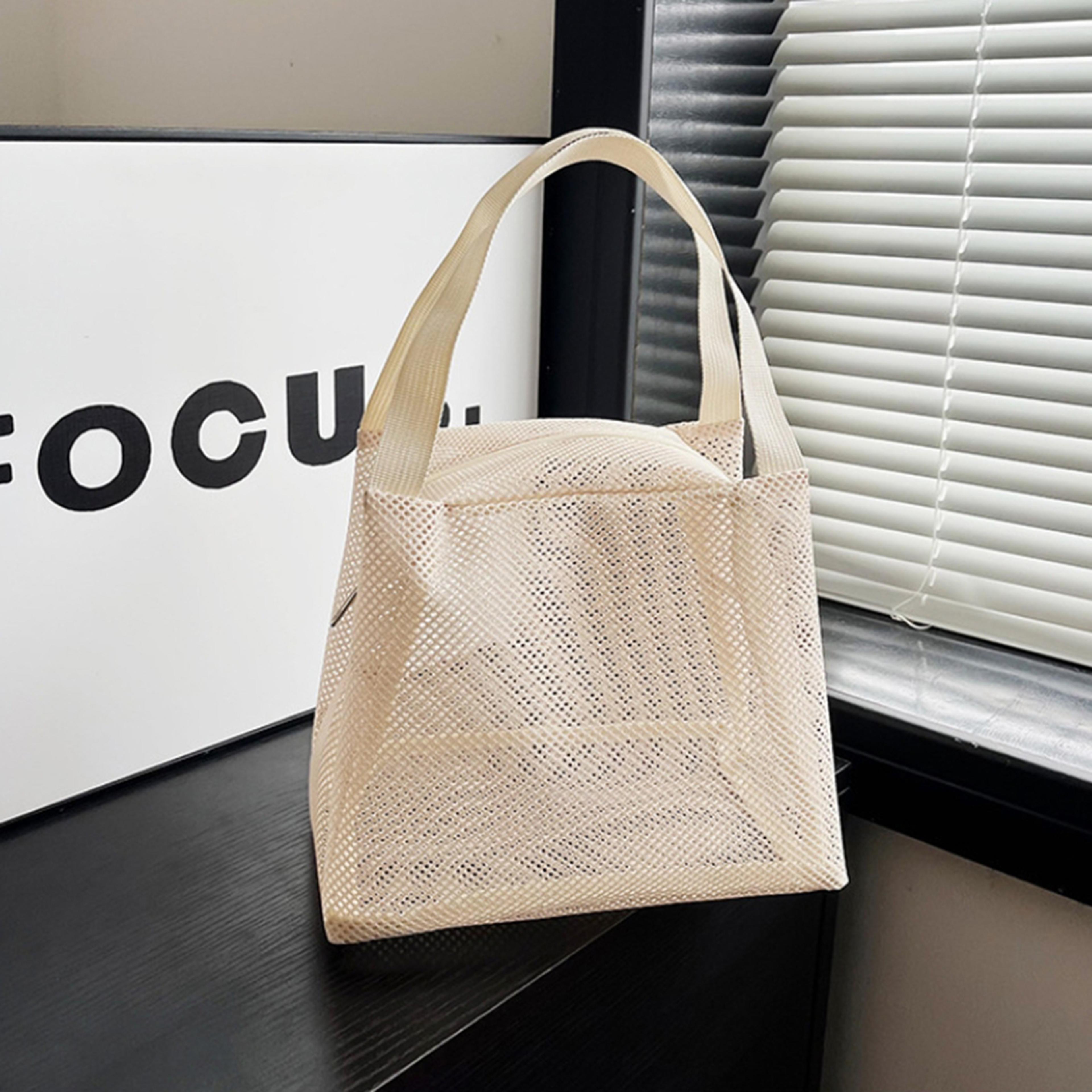 large capacity travel mesh bag cosmetic zipper pouch with handle