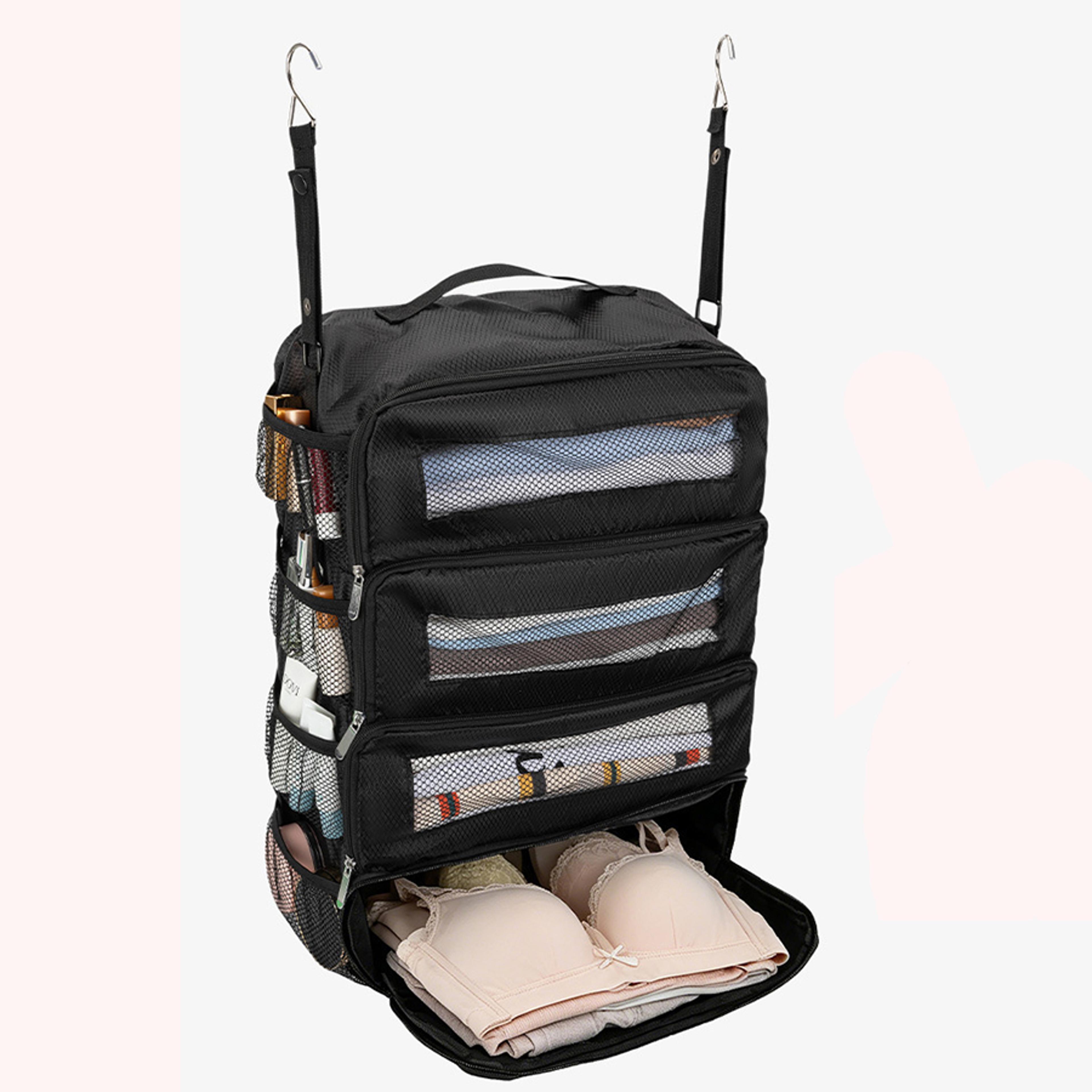 hanging suitcase organizer travel packing cube with collapsible closet shelves