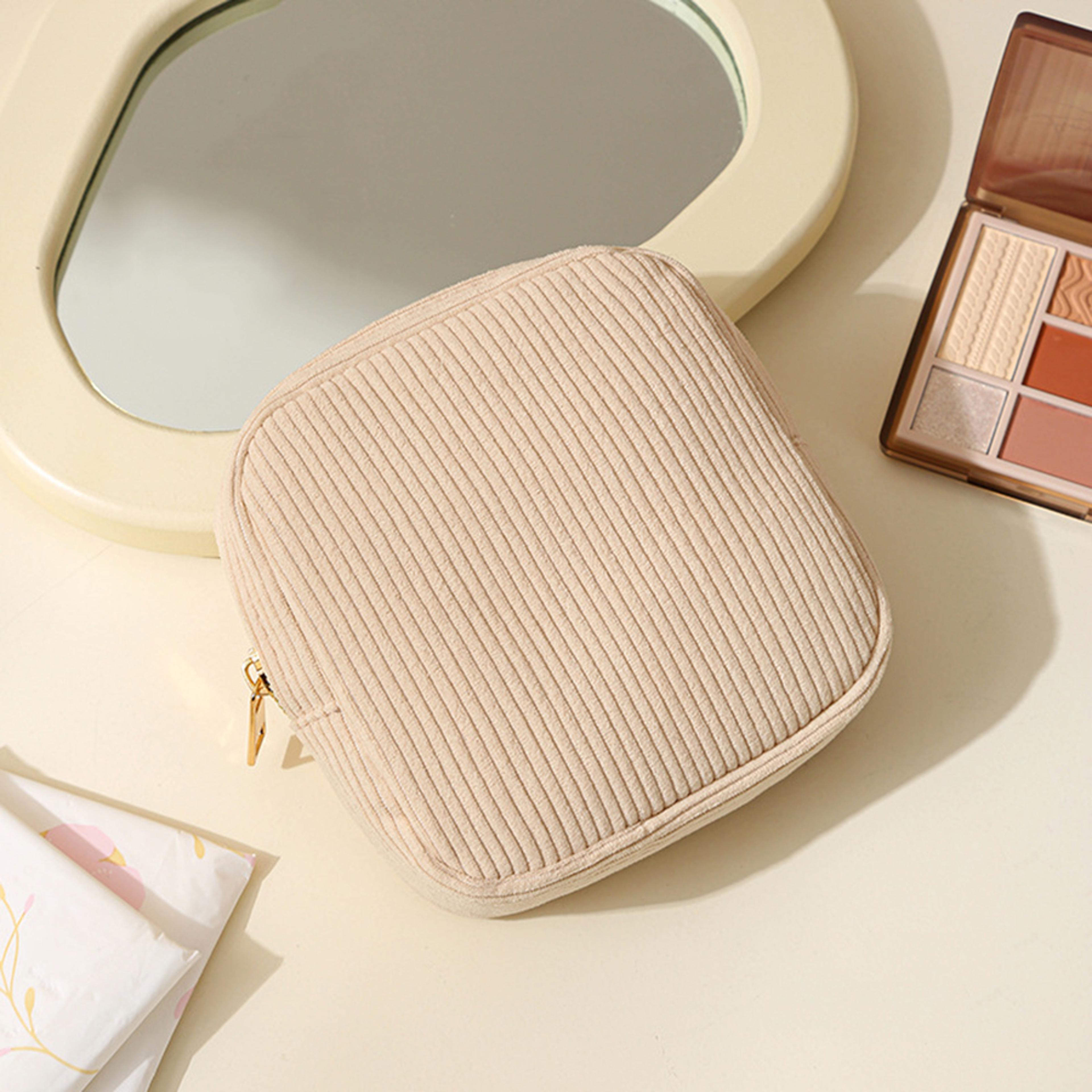 compact mini cosmetic pouch for lipstick, pads and travel storage