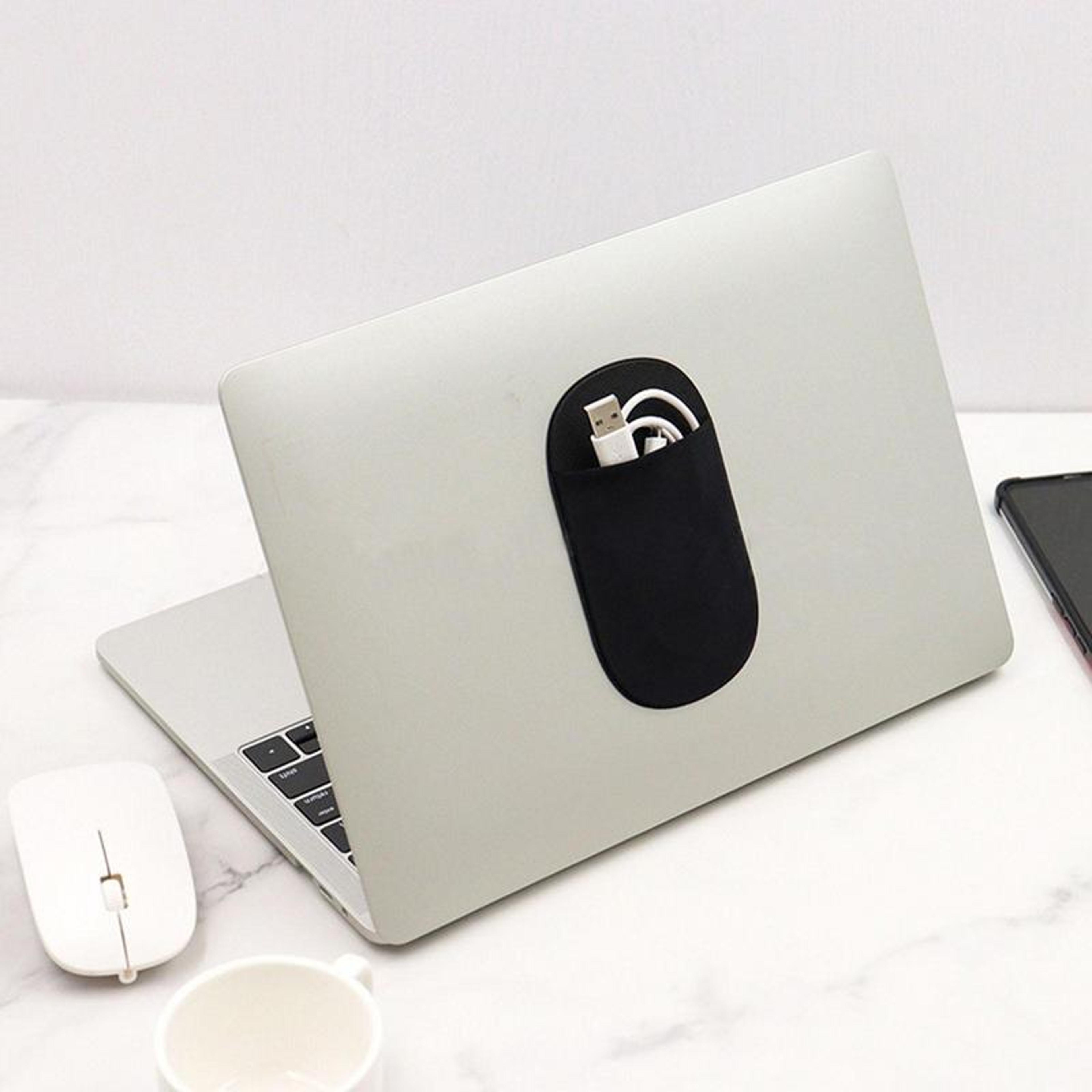 adhesive laptop storage pouch for cable mouse power bank and tablet accessories