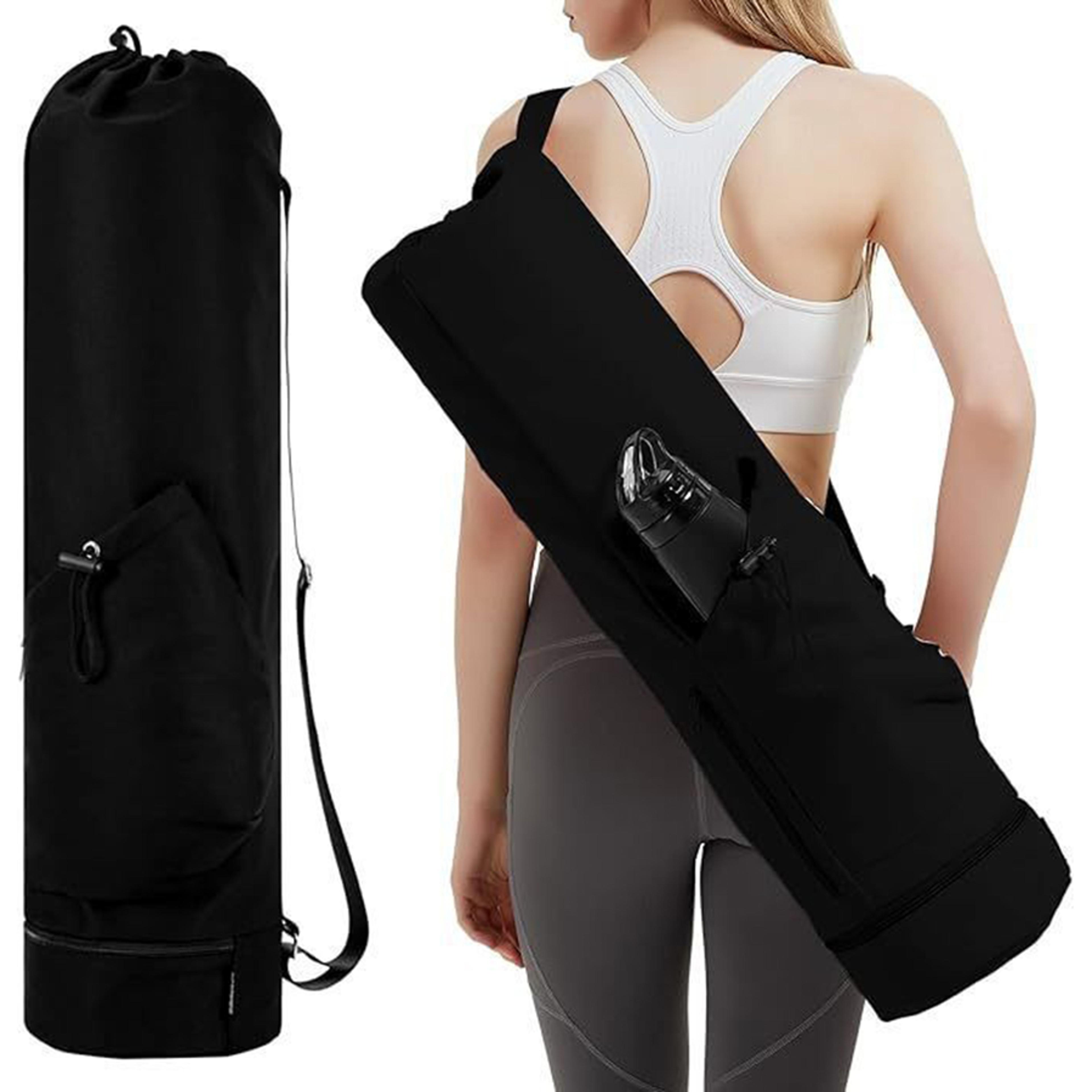 large capacity canvas yoga mat bag with adjustable shoulder strap