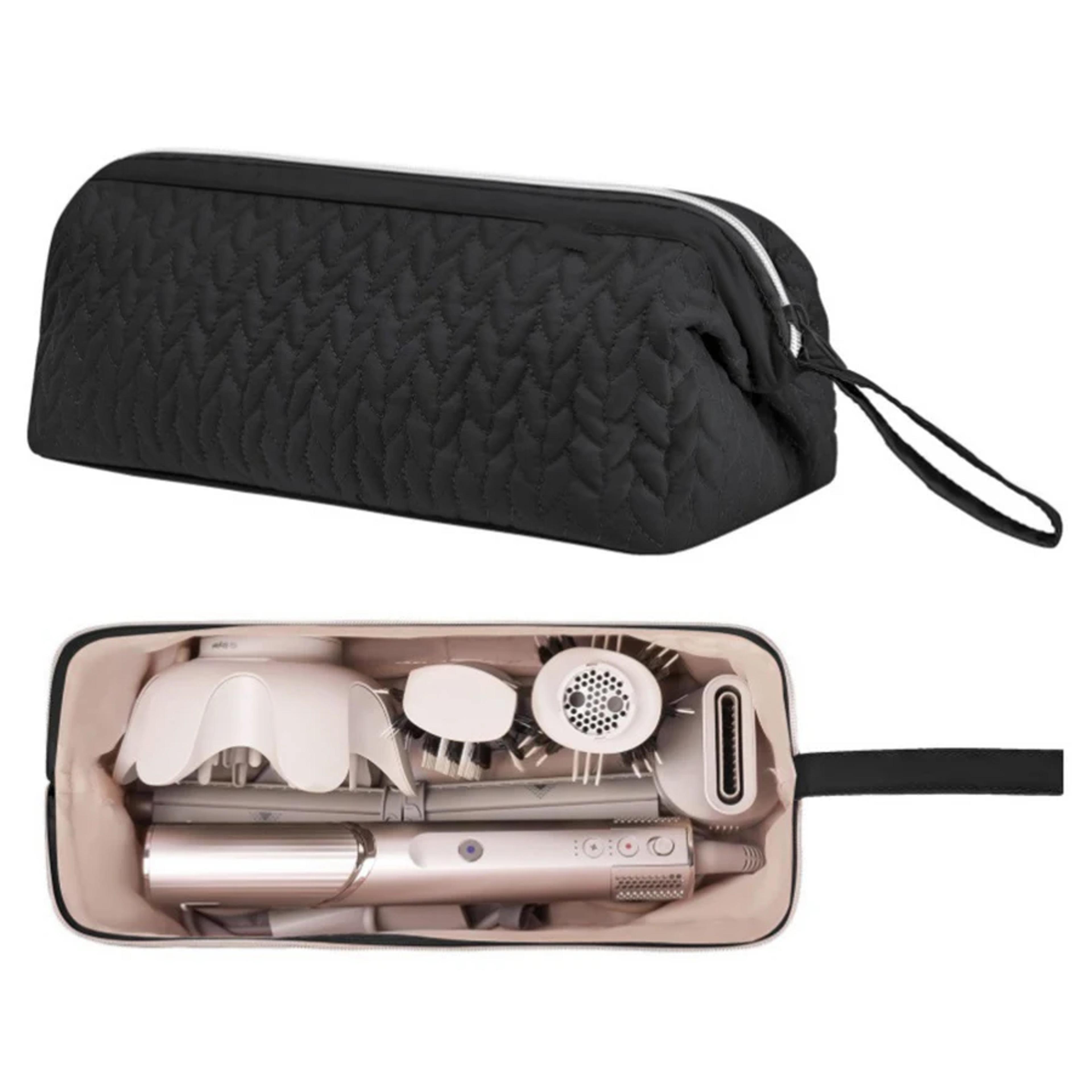 portable hair dryer storage bag for curling iron and travel makeup organizer