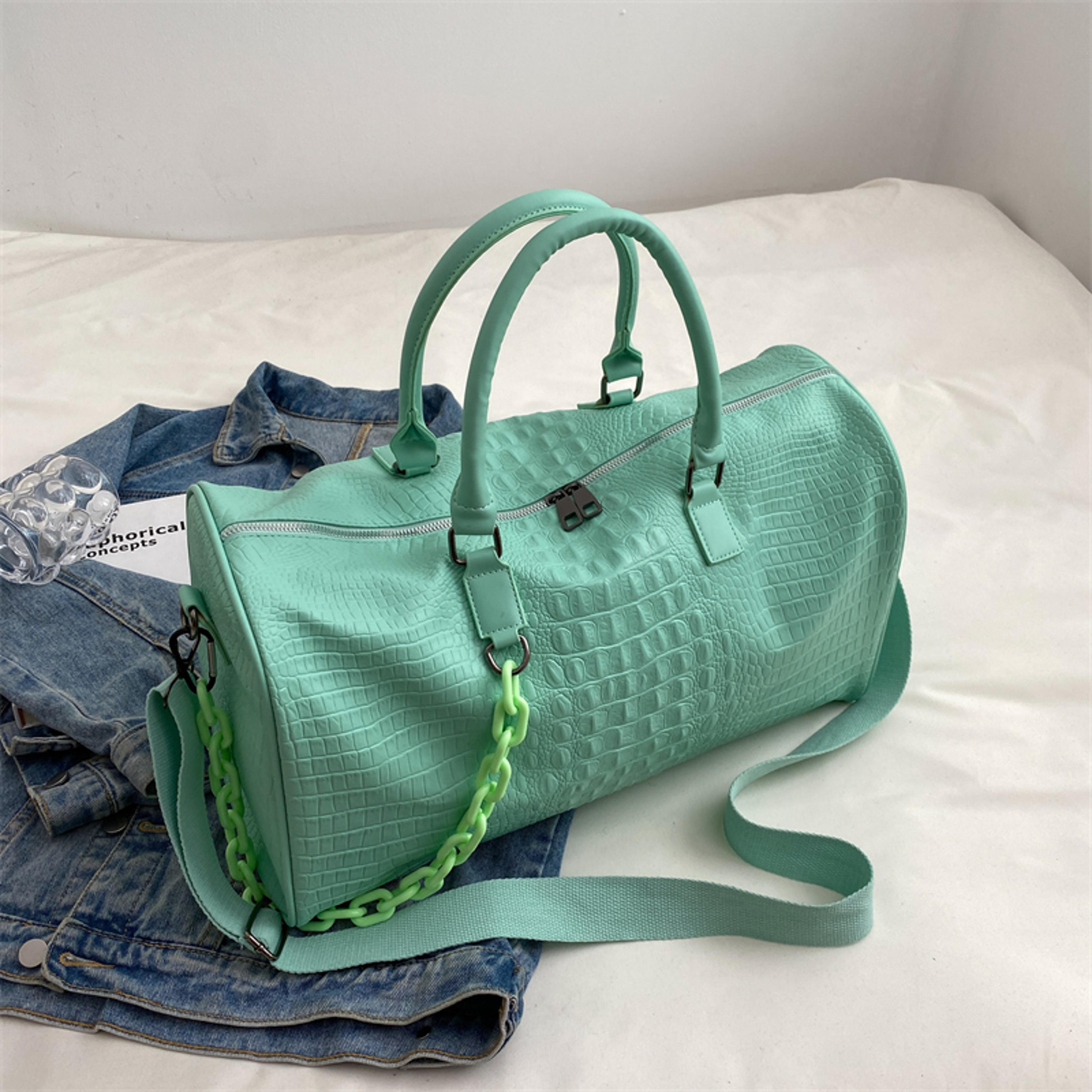 crocodile grain waterproof tote bag travel duffle for women