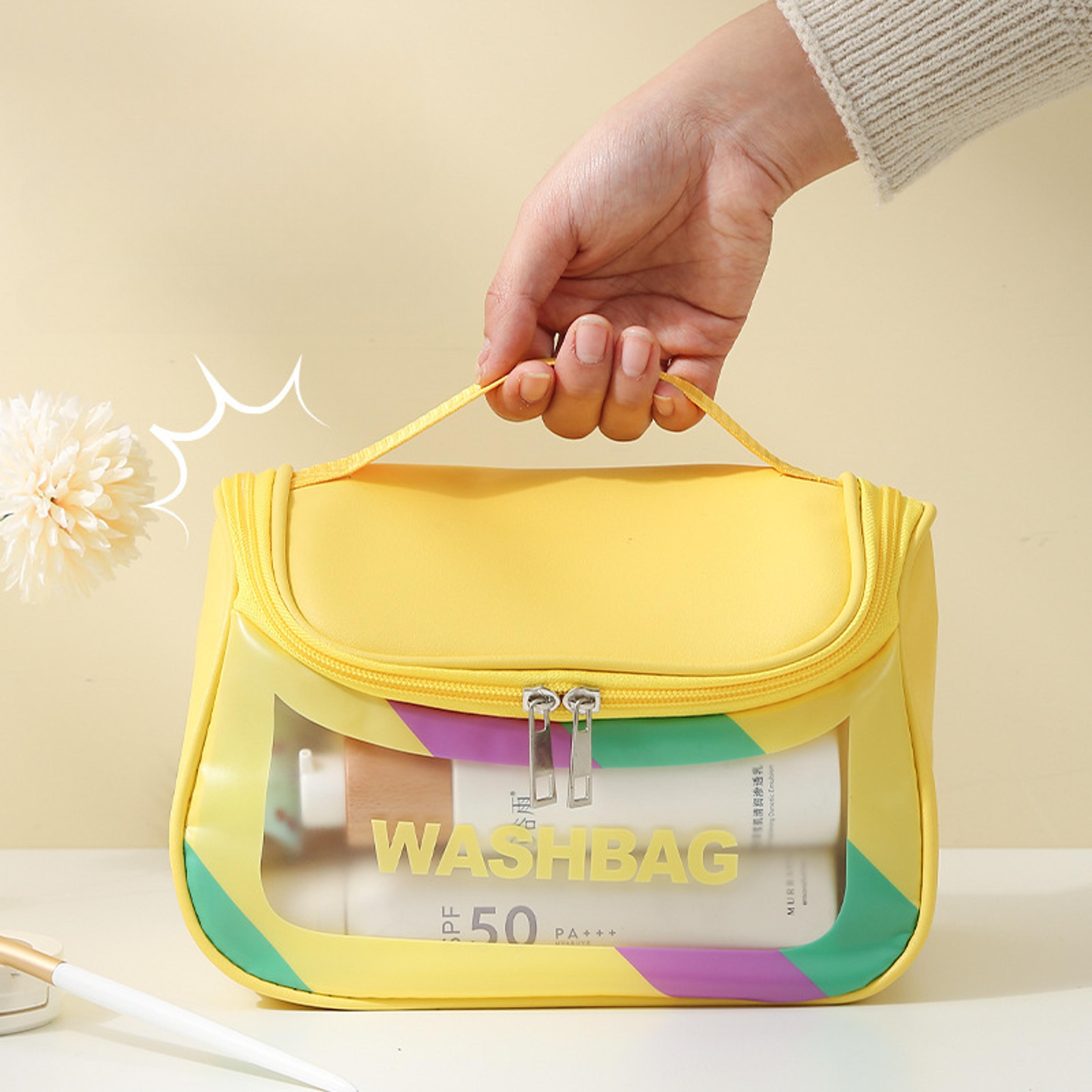 colorful travel makeup bag waterproof pu cosmetic organizer with handle