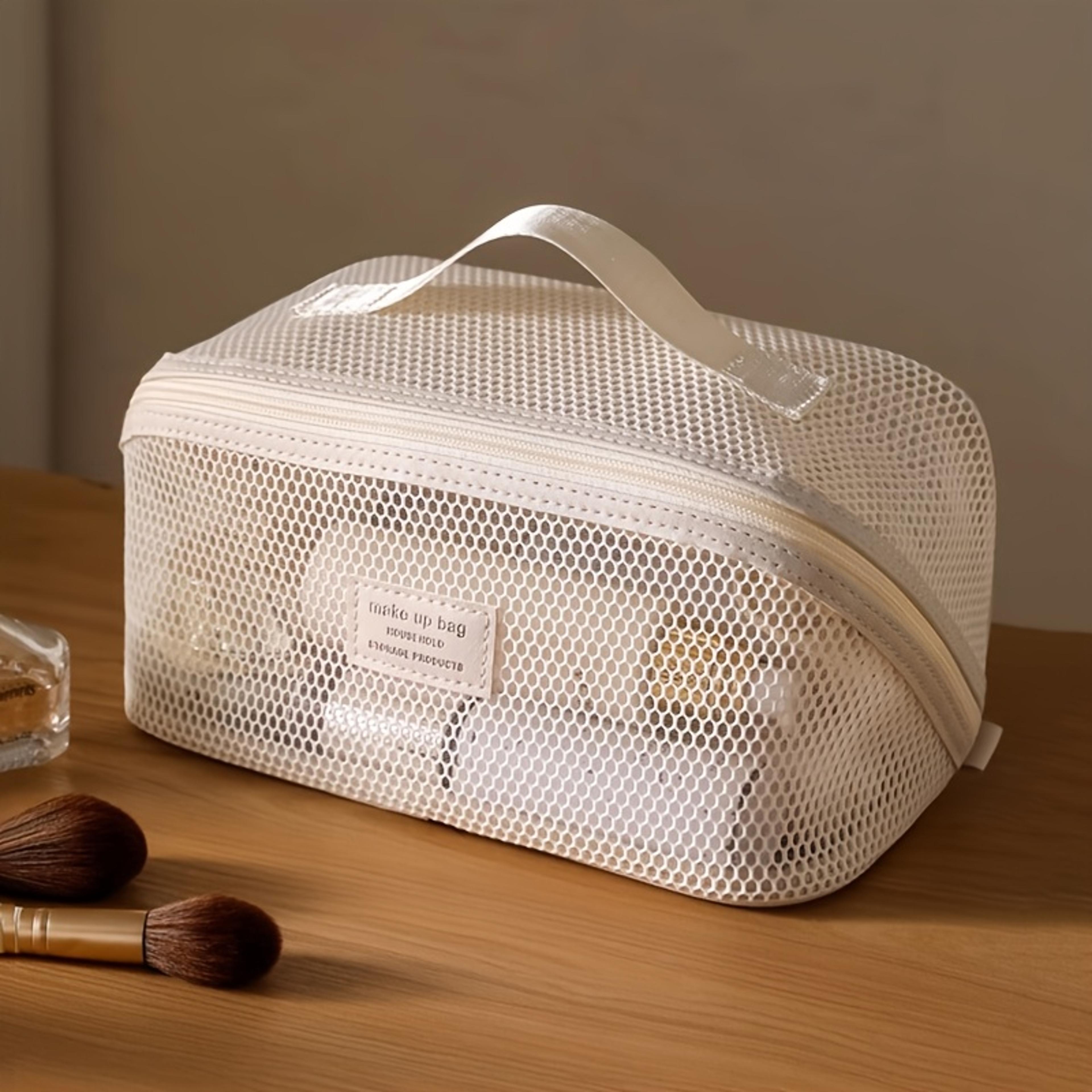 large capacity mesh makeup bag transparent travel toiletry pouch