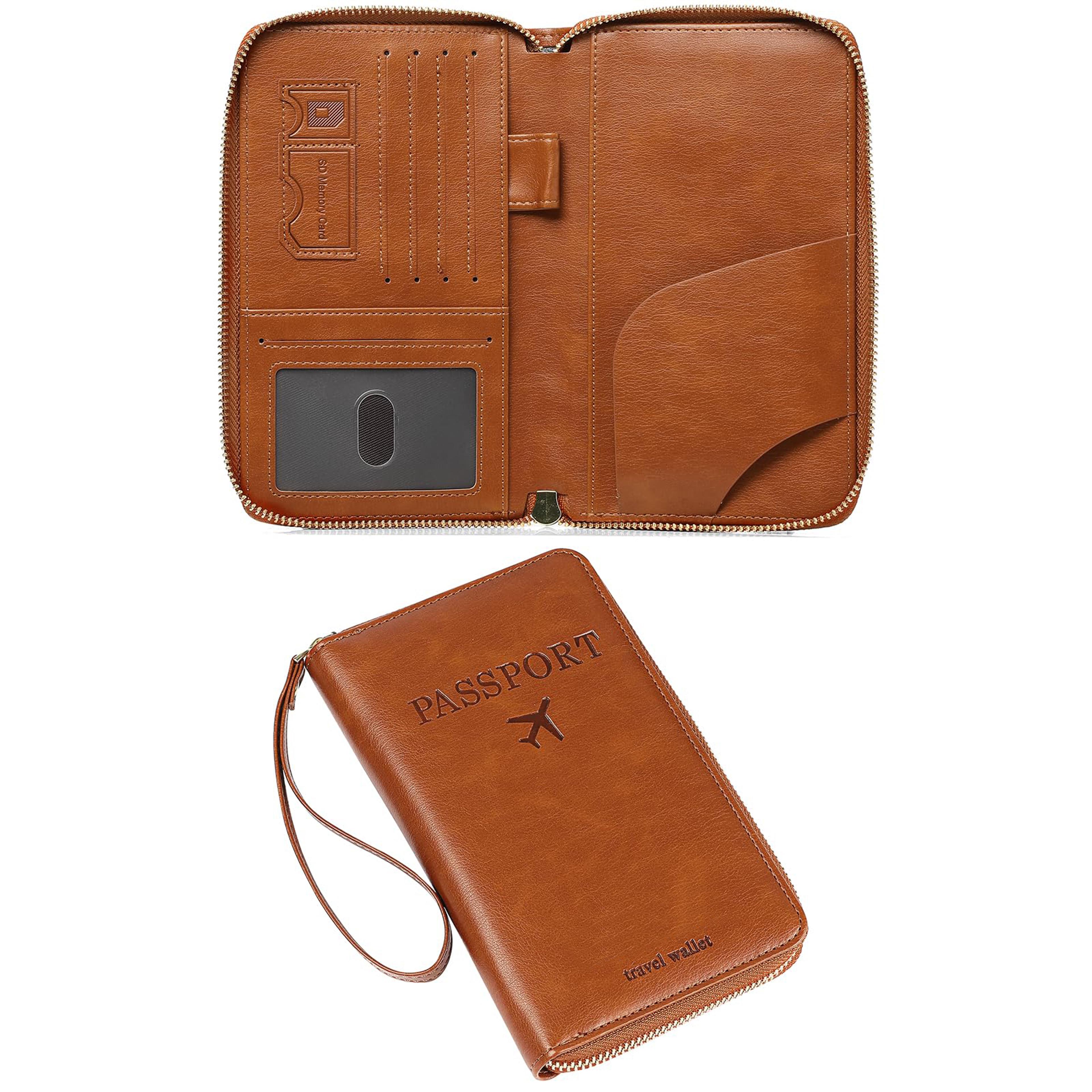 travel passport wallet with wristlet and card slots