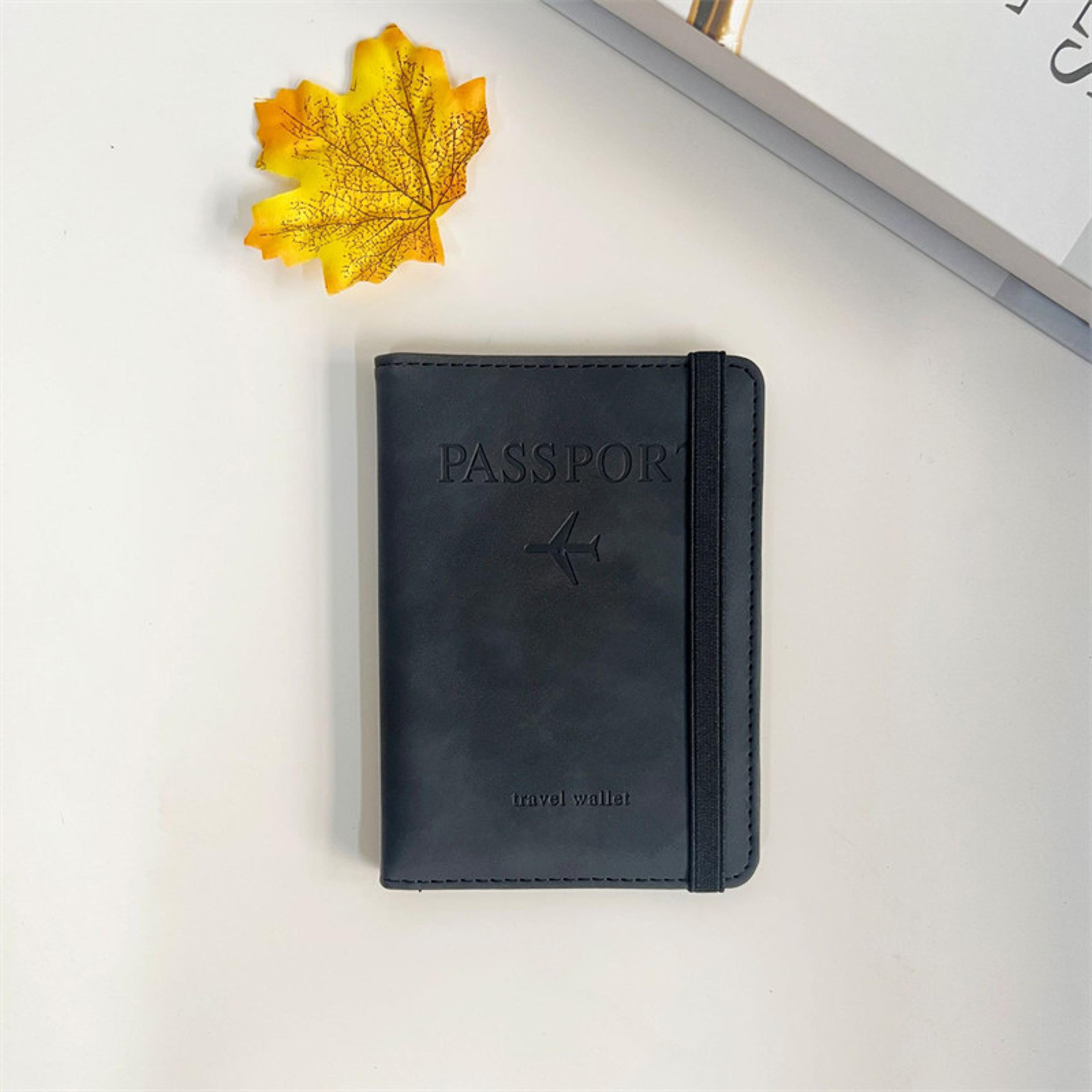 vintage rfid passport holder with card slots, pu leather travel wallet for men and women