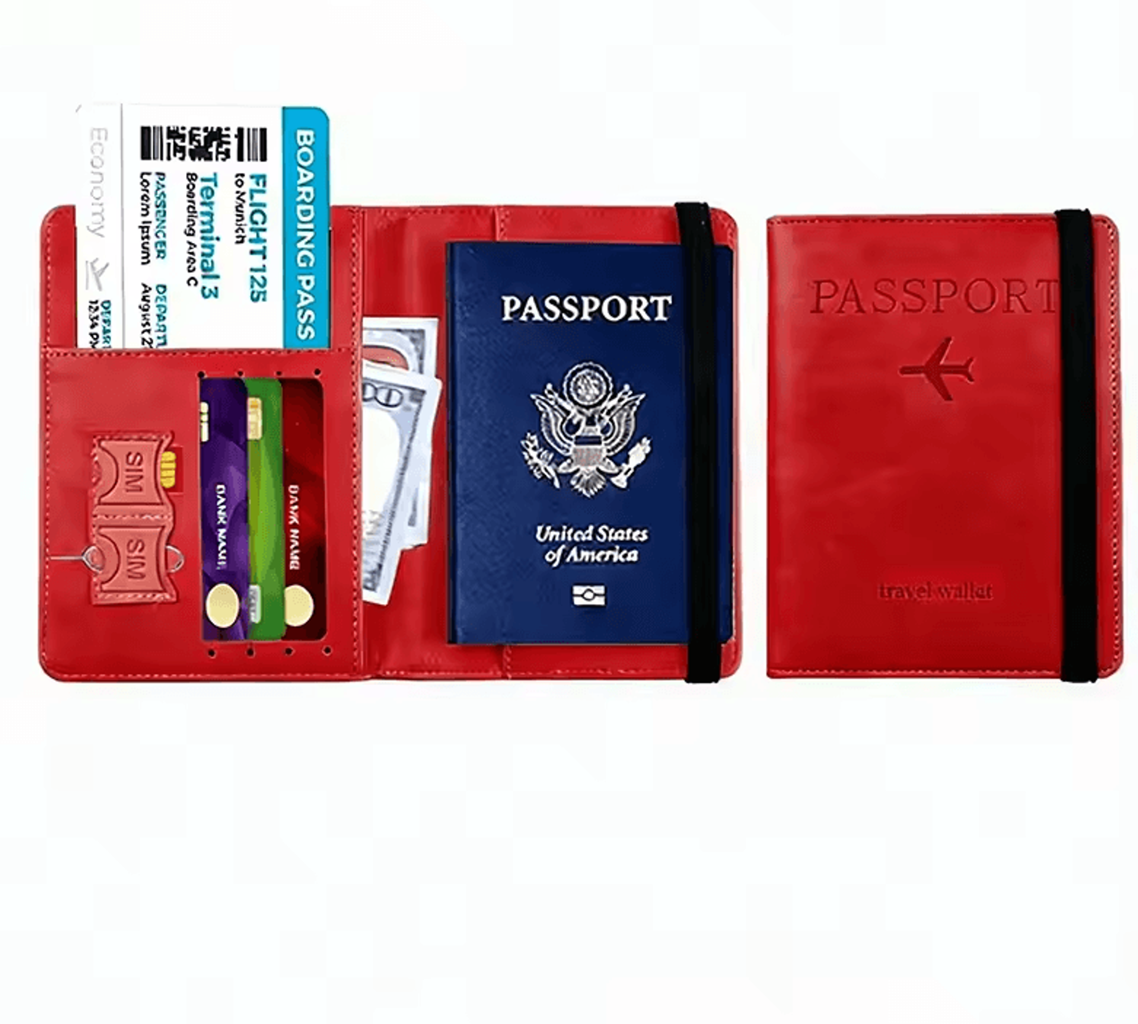 purblocking pu leather passport holder travel wallet for cards and tickets