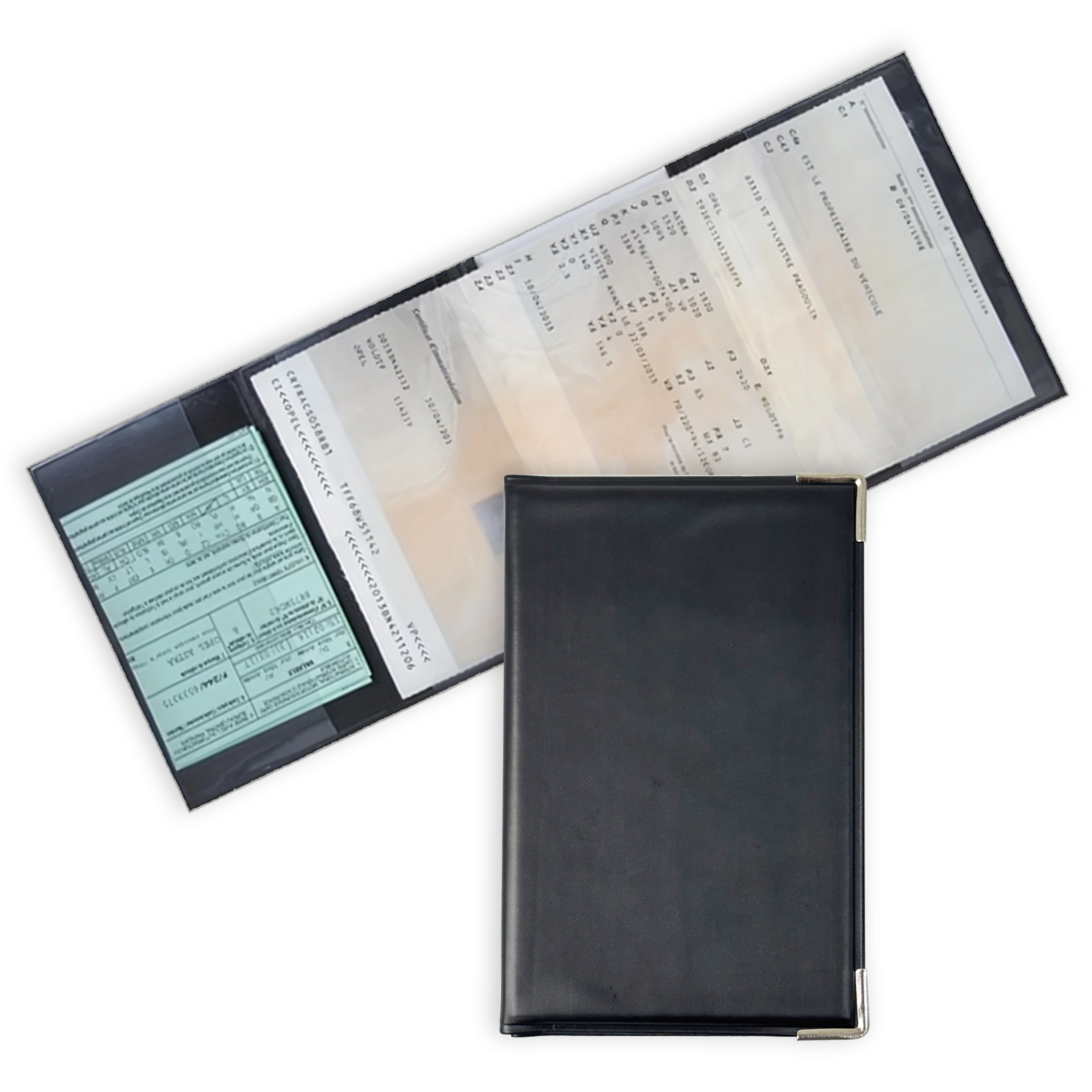 vehicle document holder for car registration license cards and motorcycle papers
