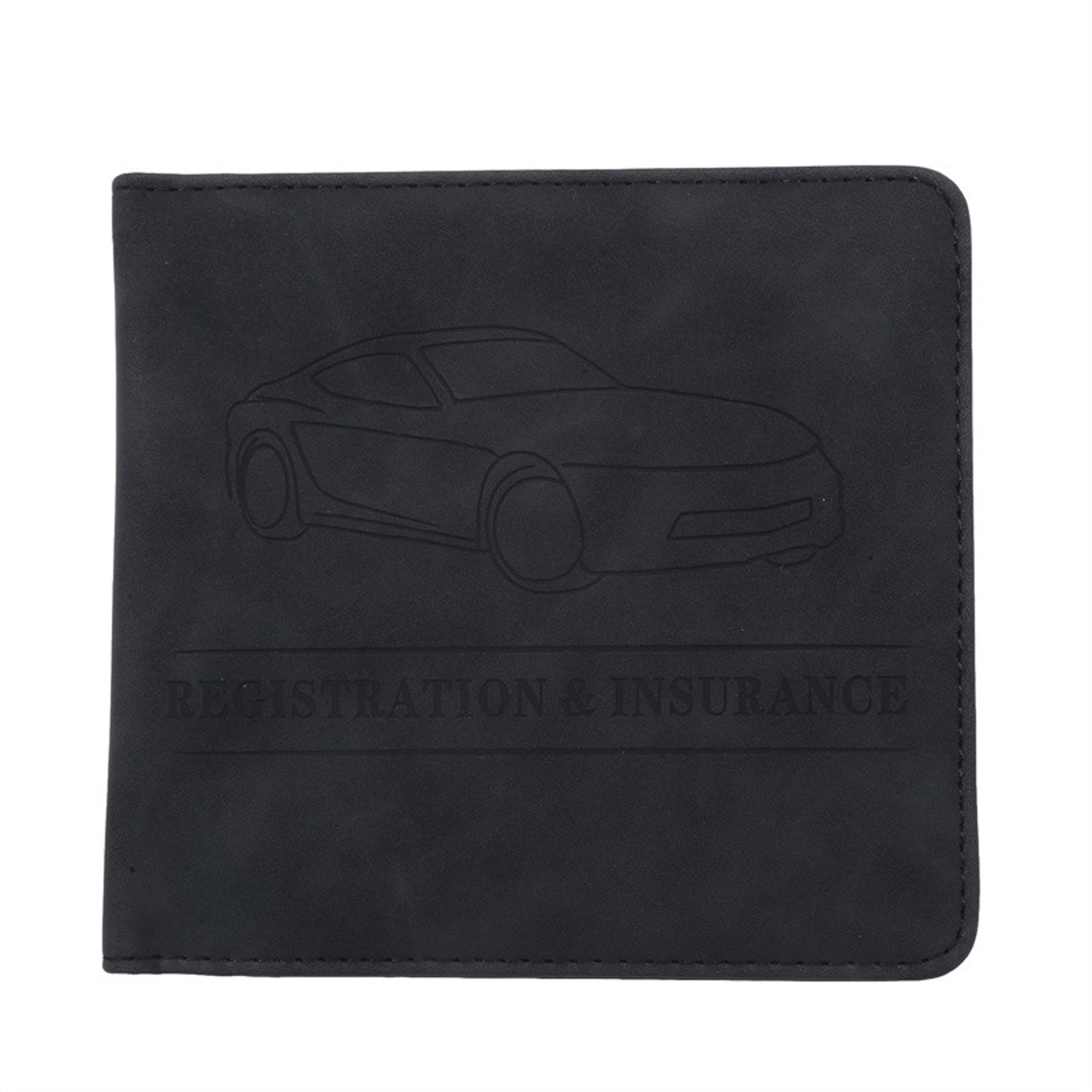 leather car registration and insurance holder for glove box documents