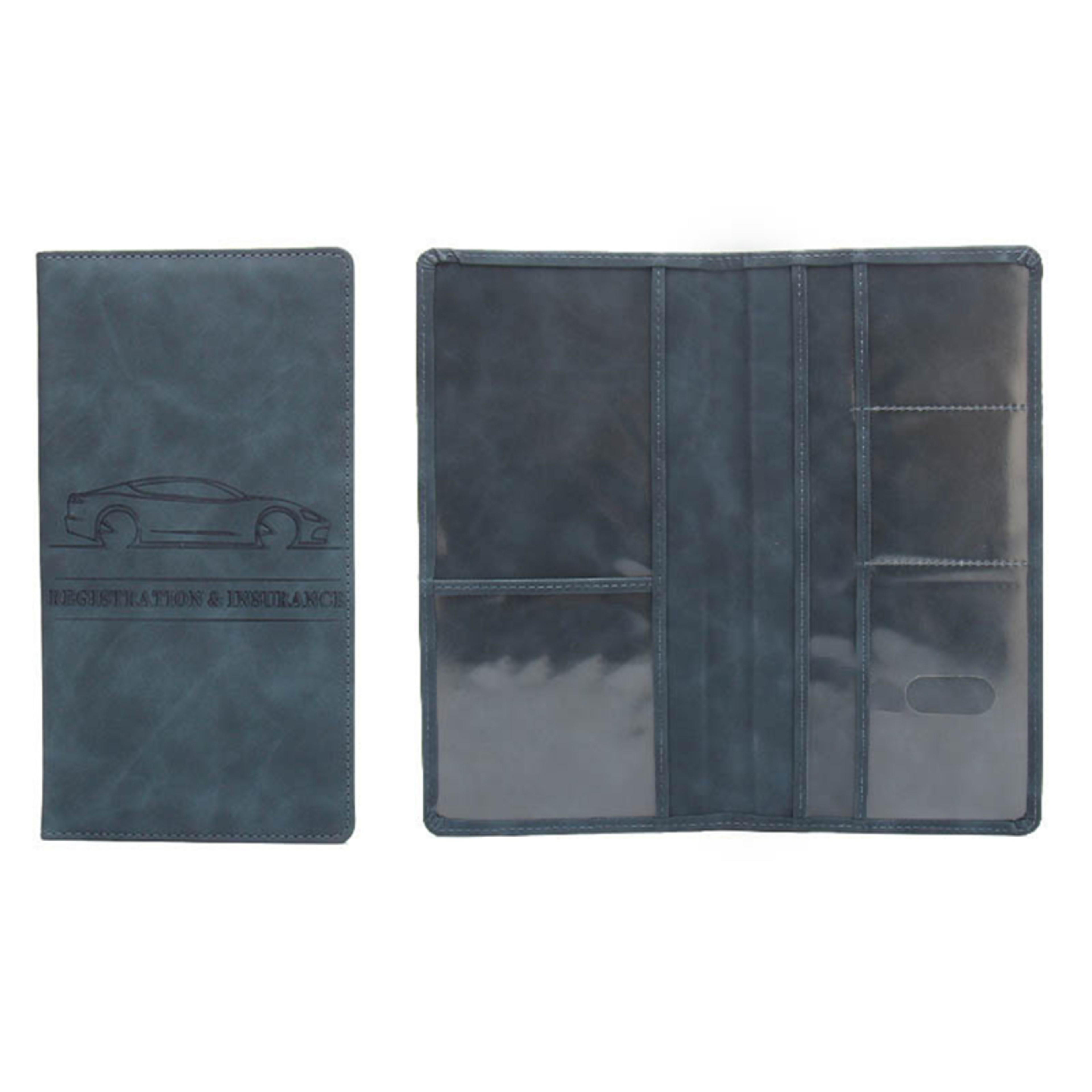leather car registration holder and insurance card organizer for driver documents