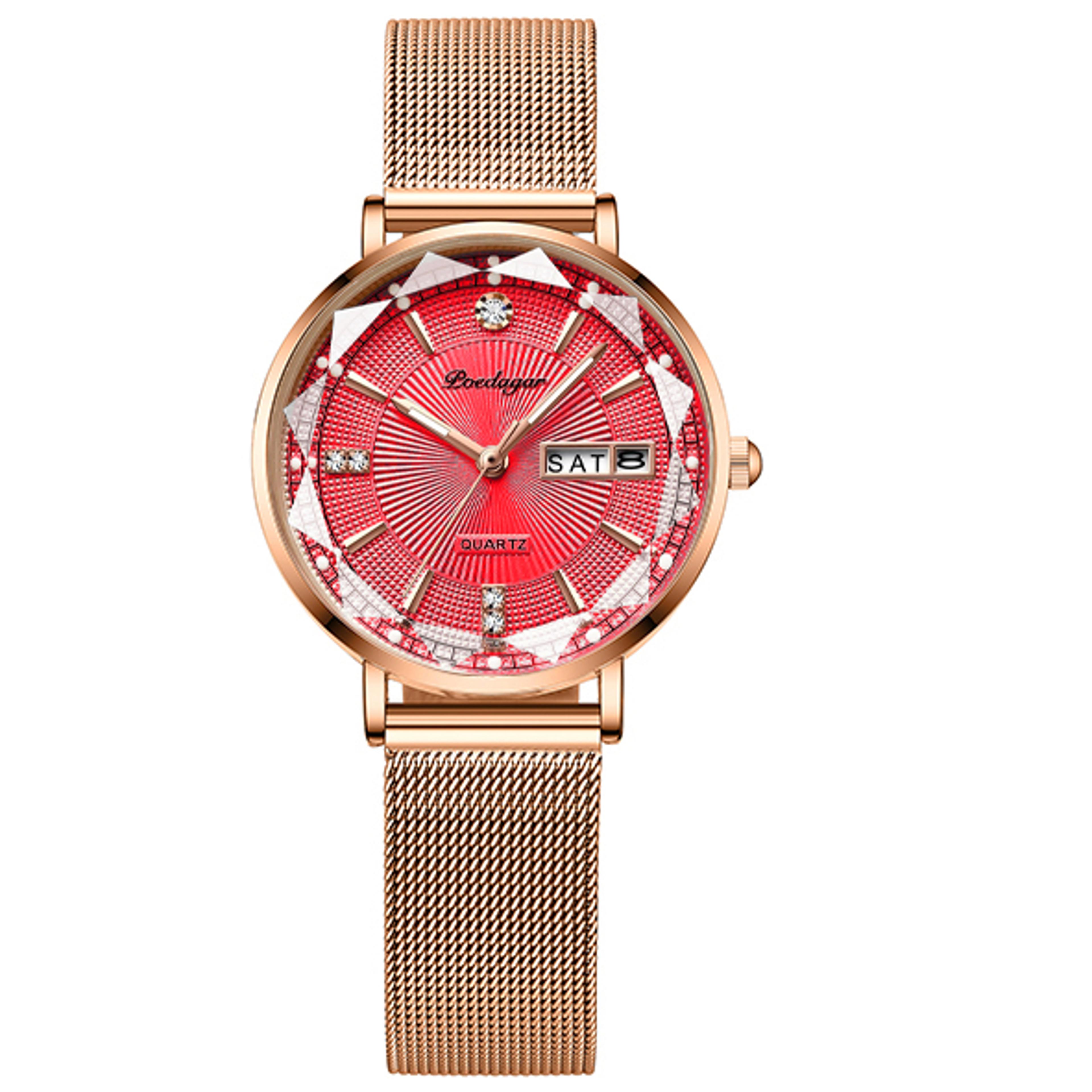 luxury women quartz watch with waterproof date week display