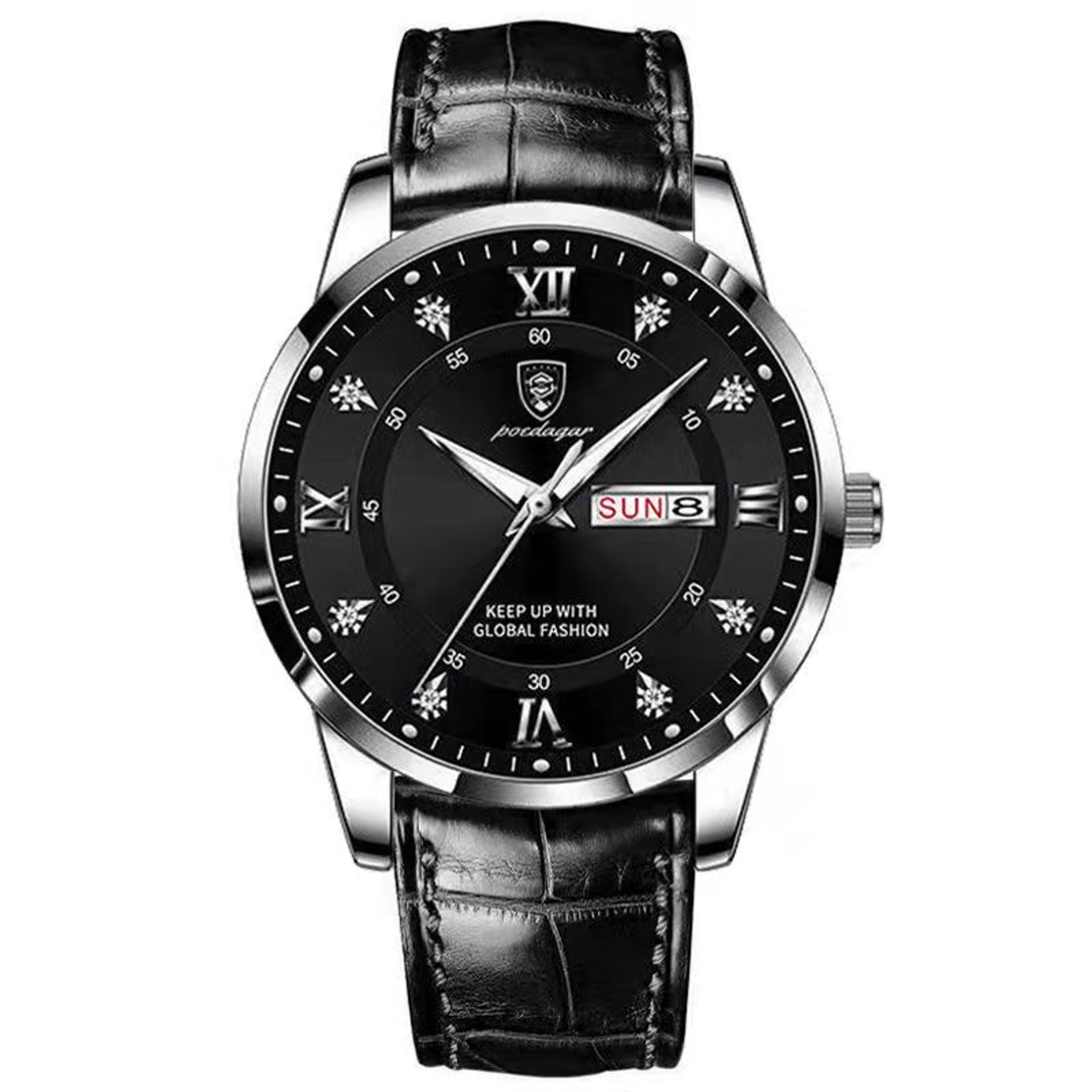 luxury leather mens quartz watch waterproof luminous business watch for men