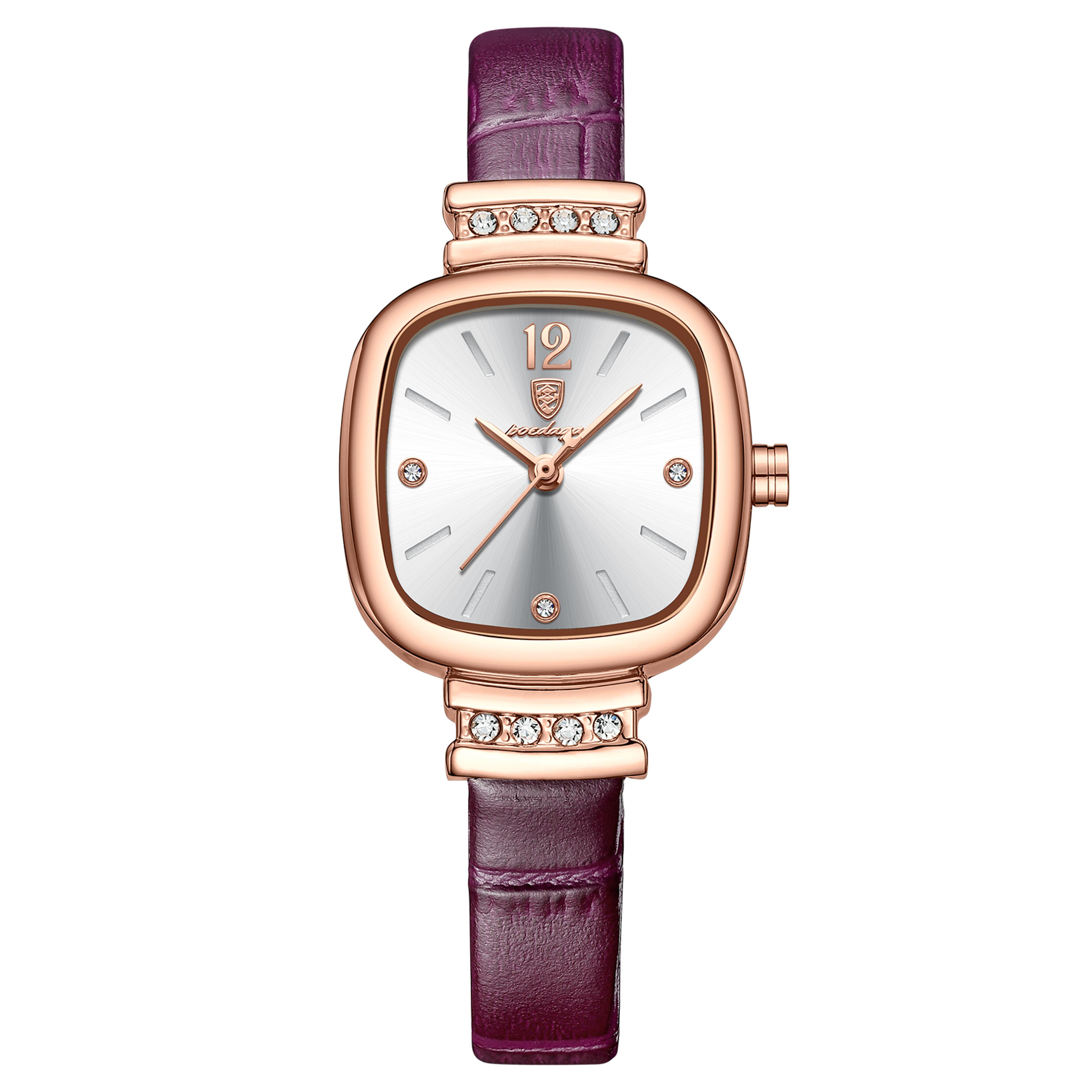 elegant square diamond leather quartz watch for women luxury waterproof wristwatch