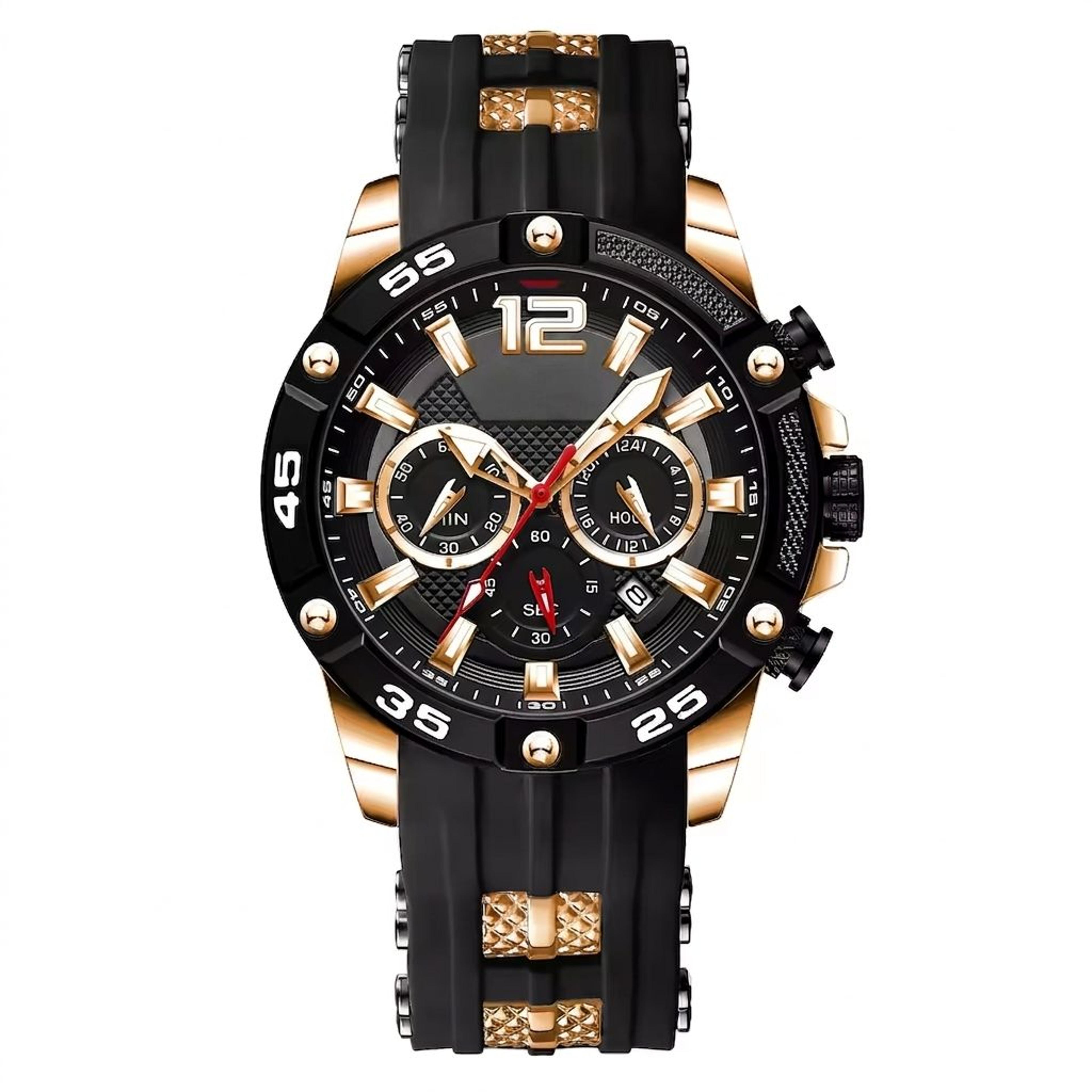 men chronograph watch waterproof luminous quartz wristwatch with date display