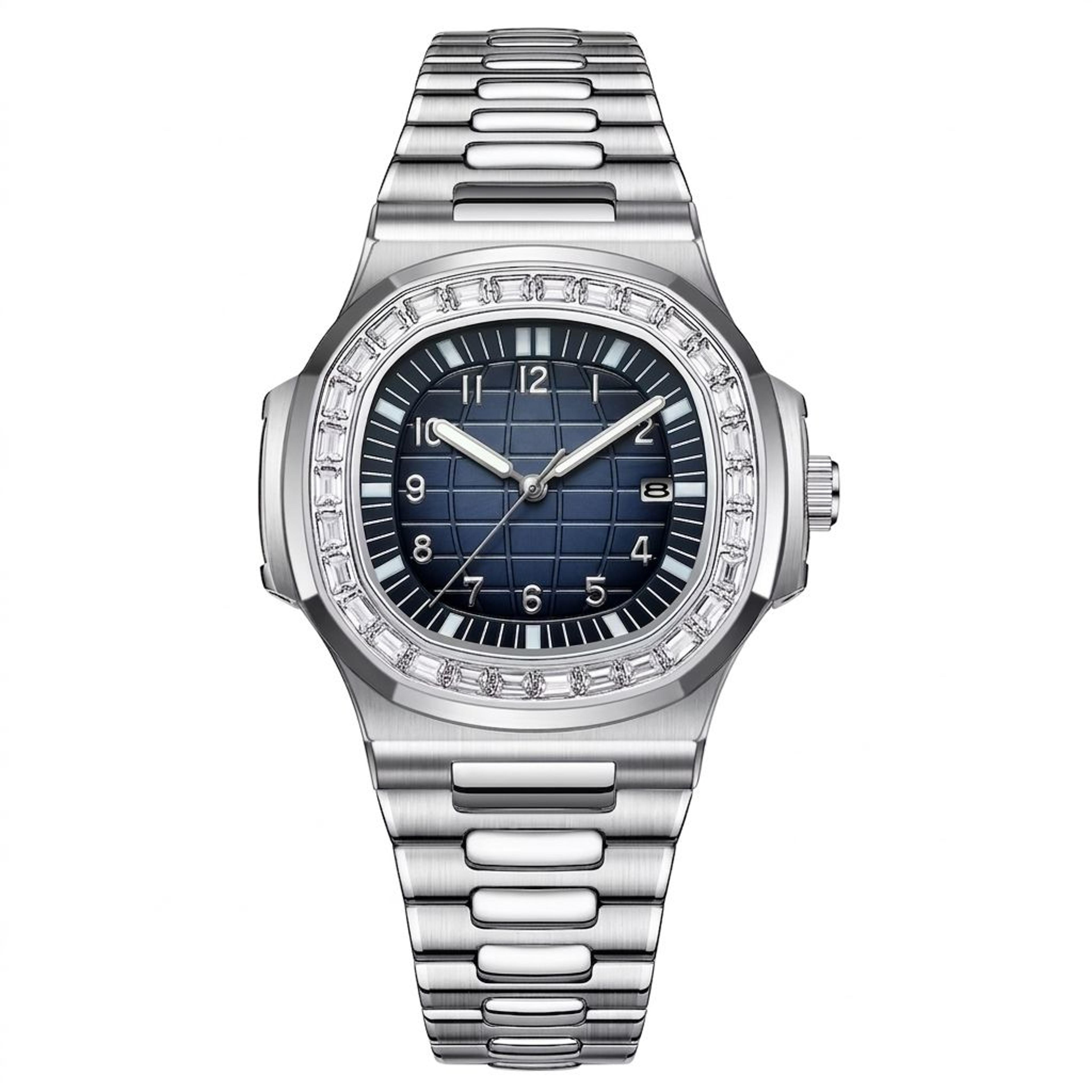 luxury square stainless steel men's quartz watch waterproof luminous date wristwatch