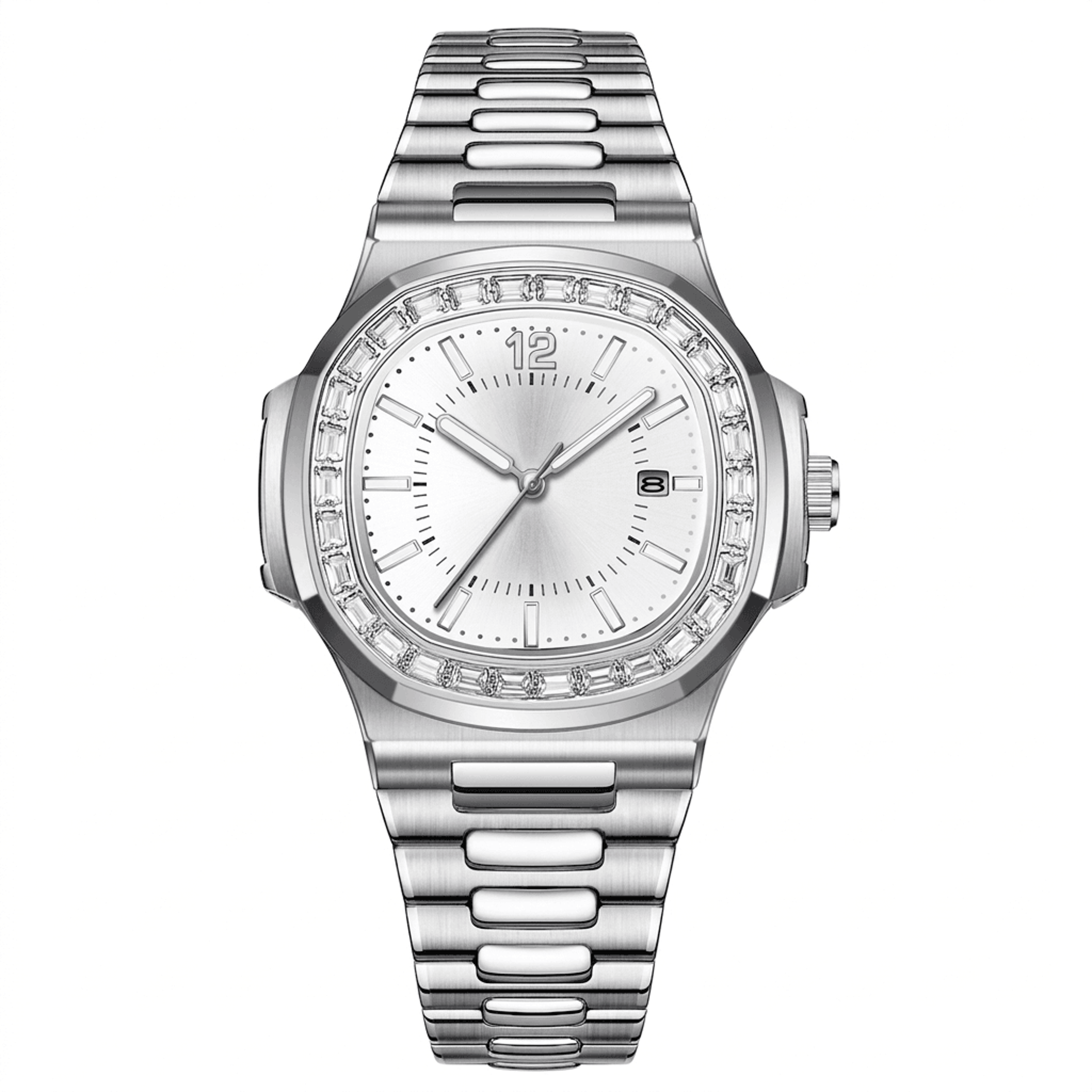 luxury square stainless steel quartz watch for men waterproof luminous date business style