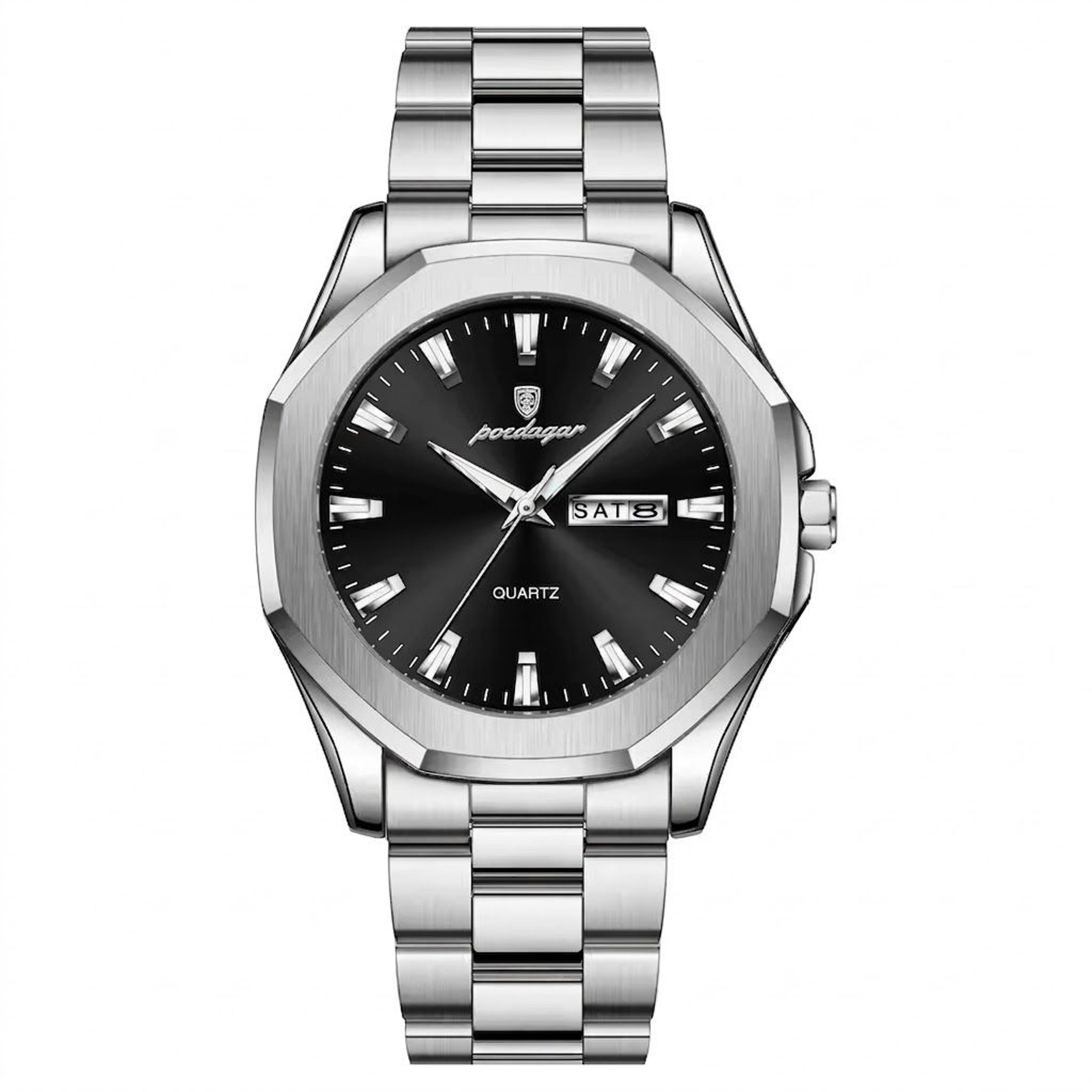 luxury men's waterproof luminous stainless steel quartz sport watch