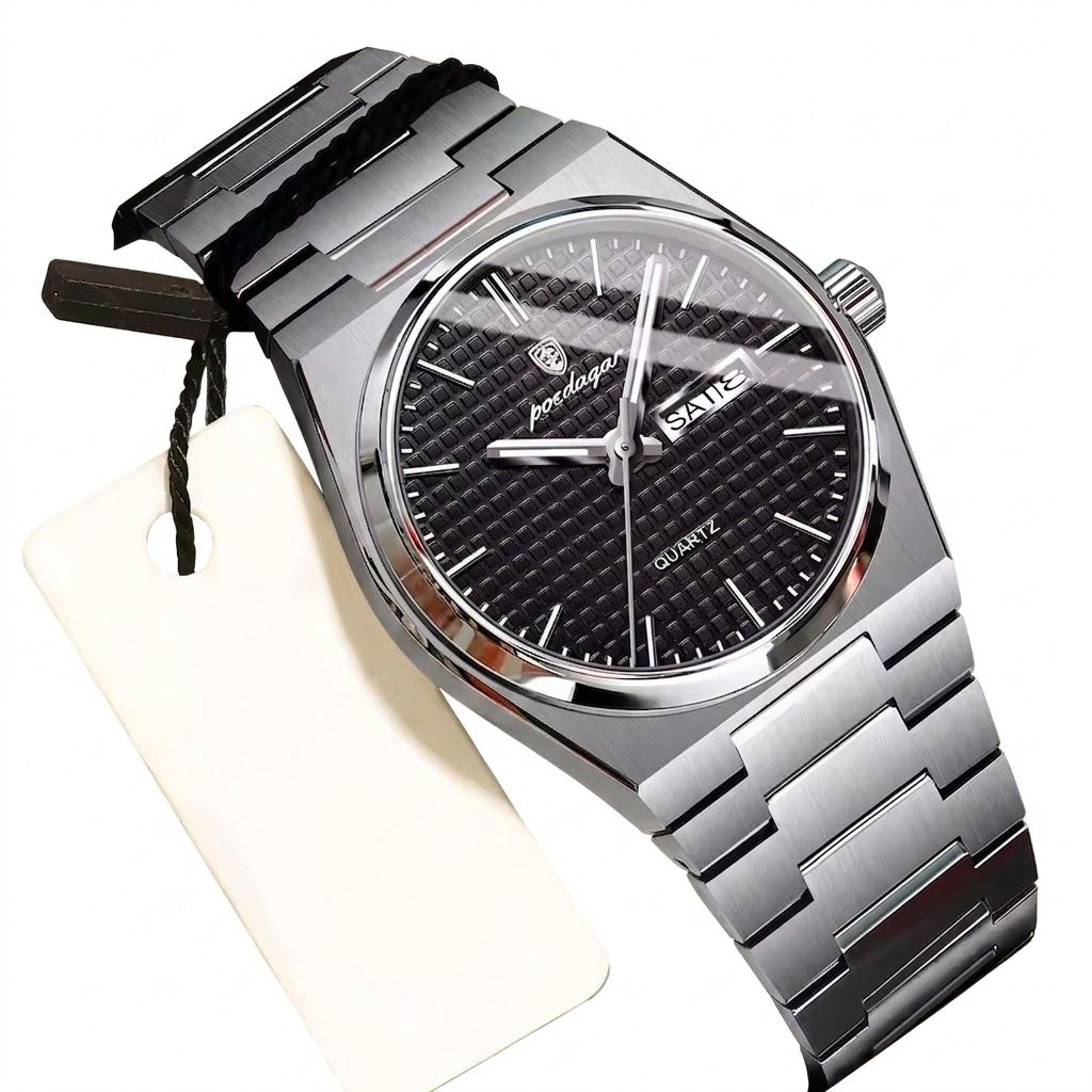 luxury men waterproof watch stainless steel quartz business wristwatch
