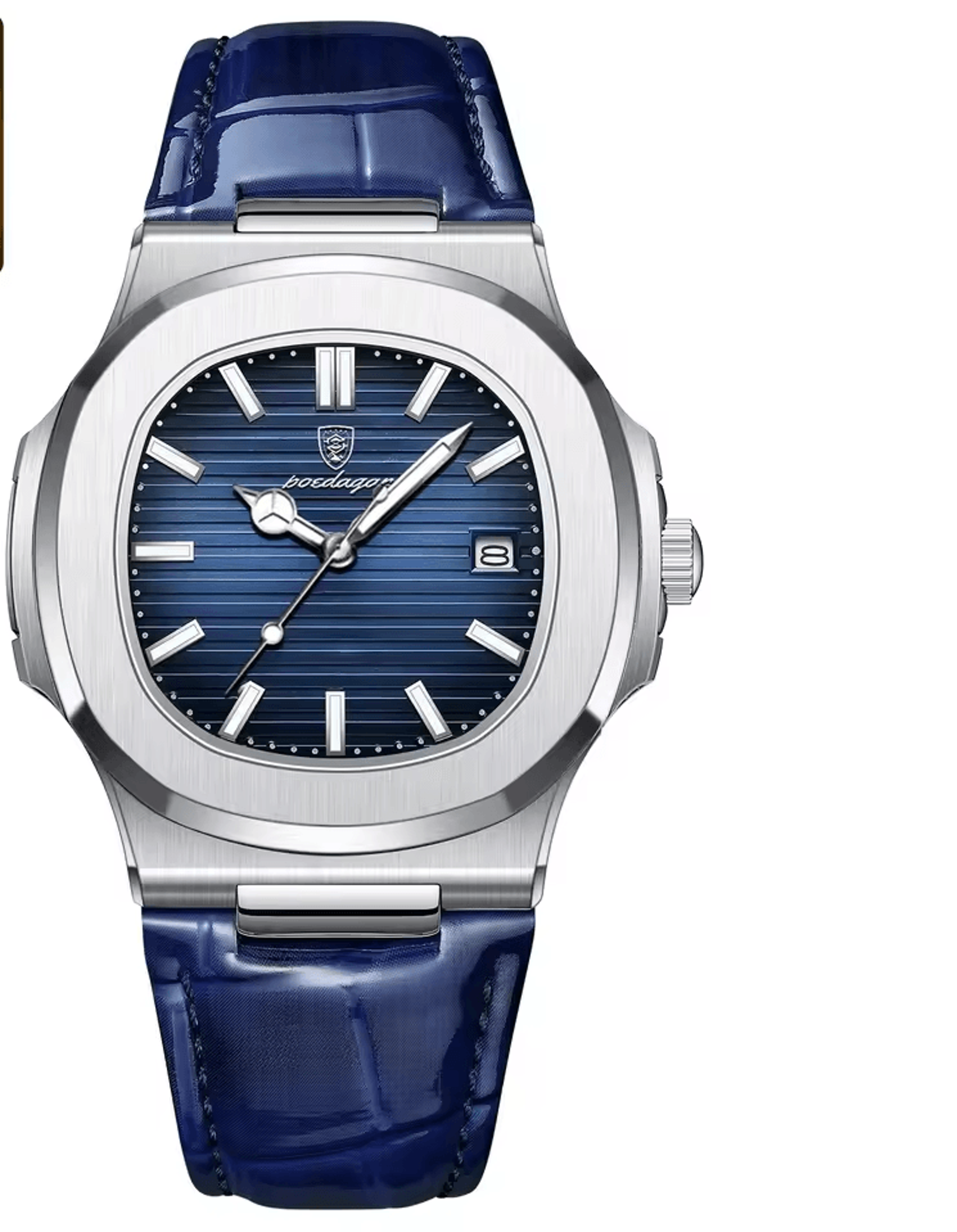 luxury square mens quartz watch waterproof luminous leather strap date watch