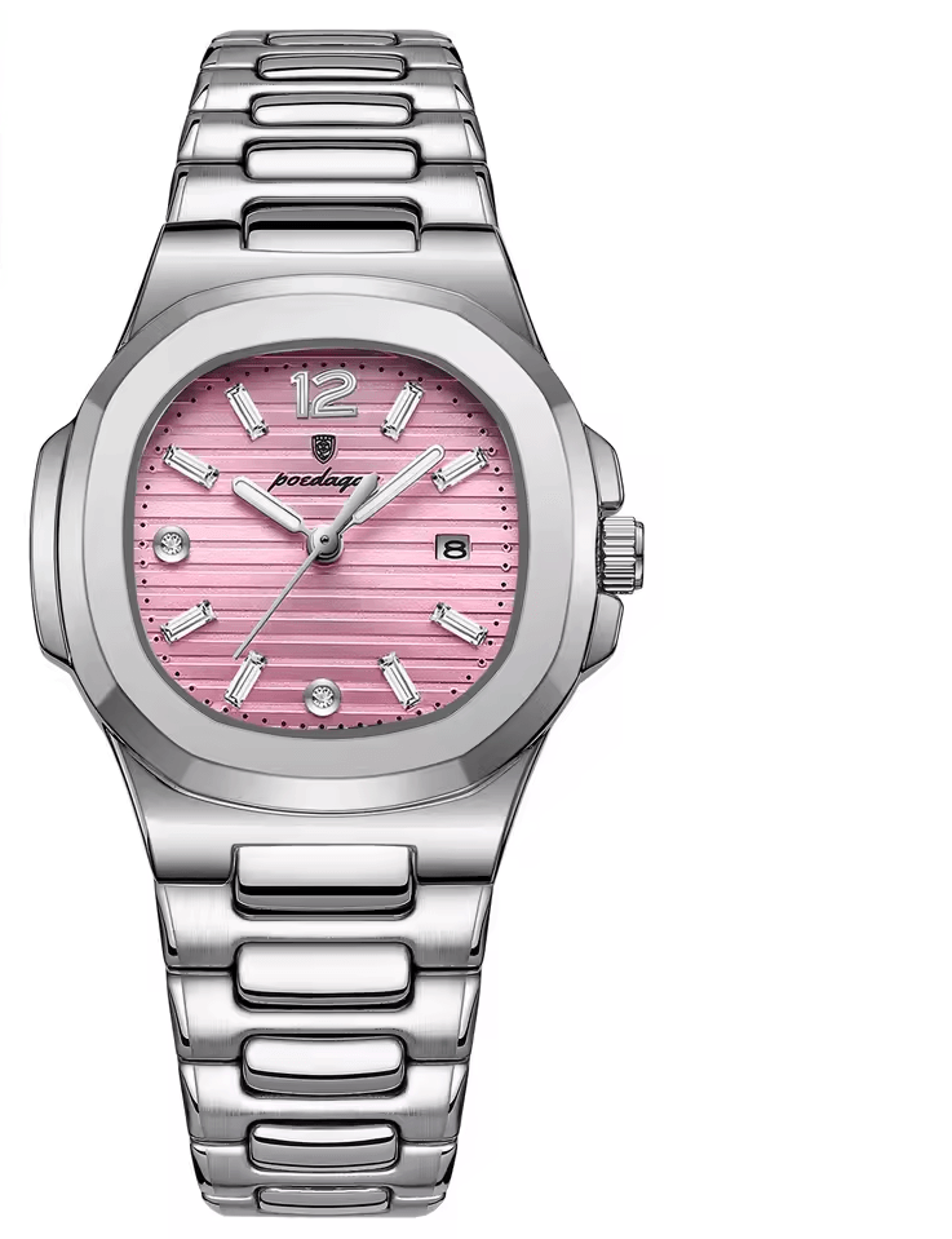 elegant women square watch with luminous date display and waterproof quartz design