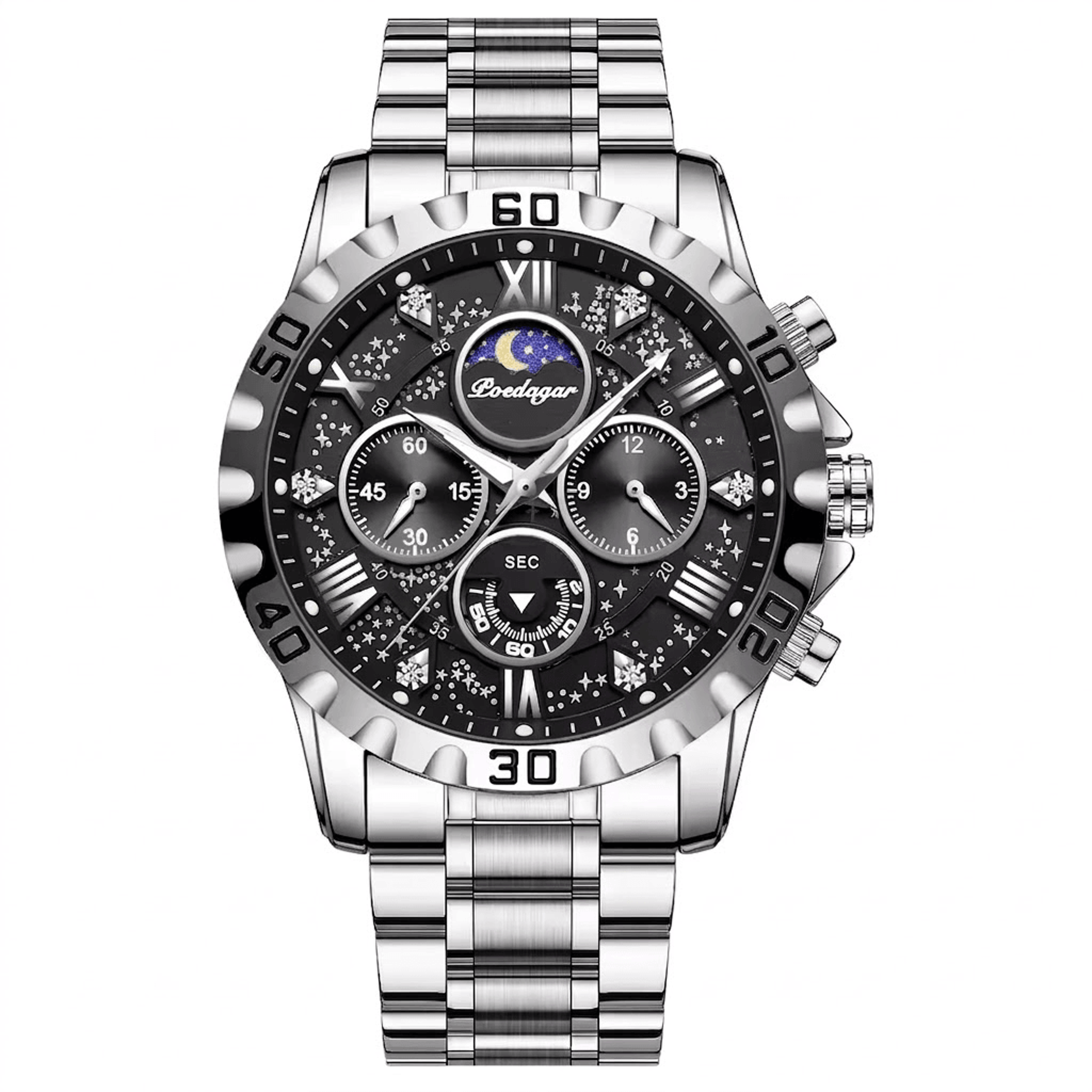 stainless steel chronograph watch for men waterproof luminous quartz sports watch