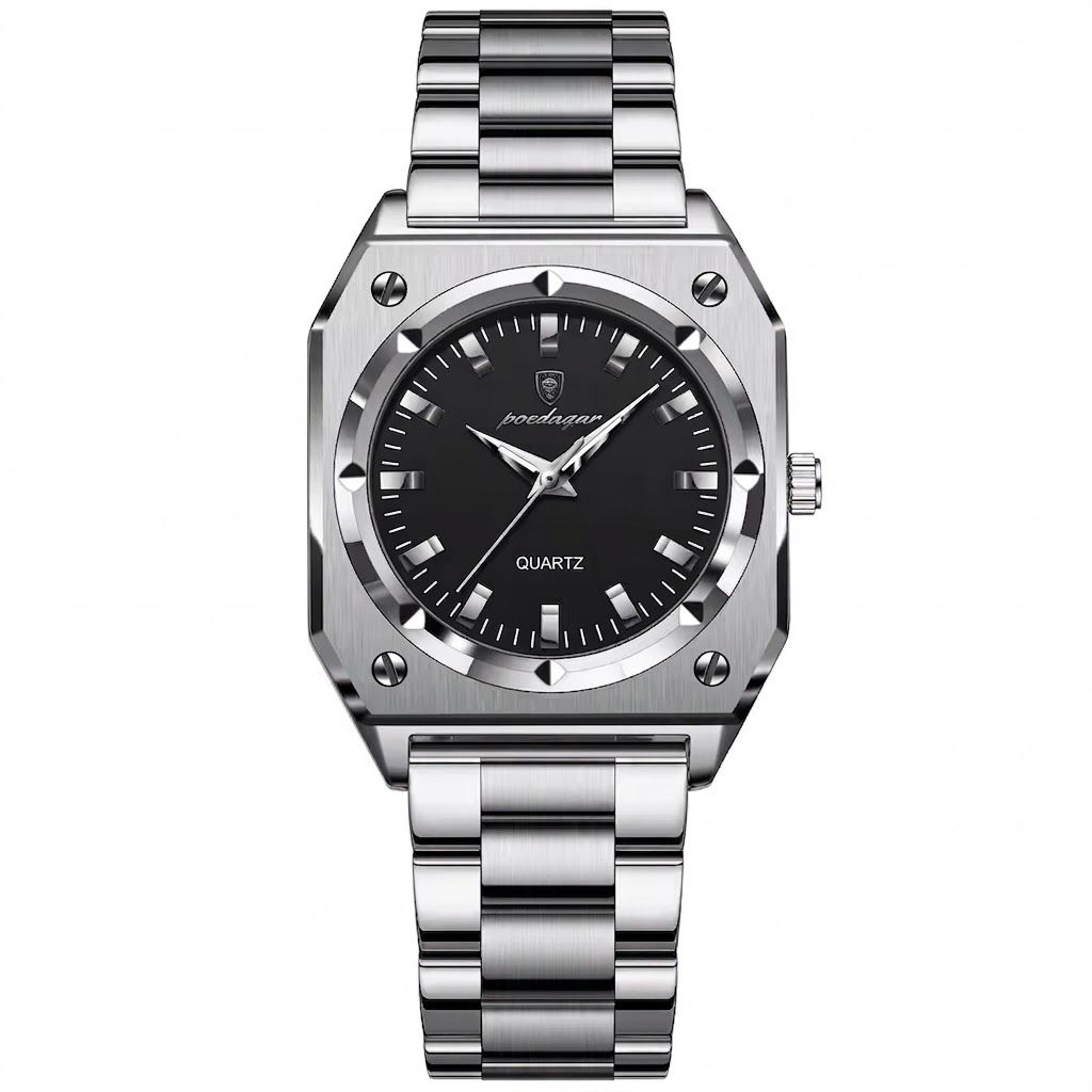 elegant women square stainless steel quartz watch