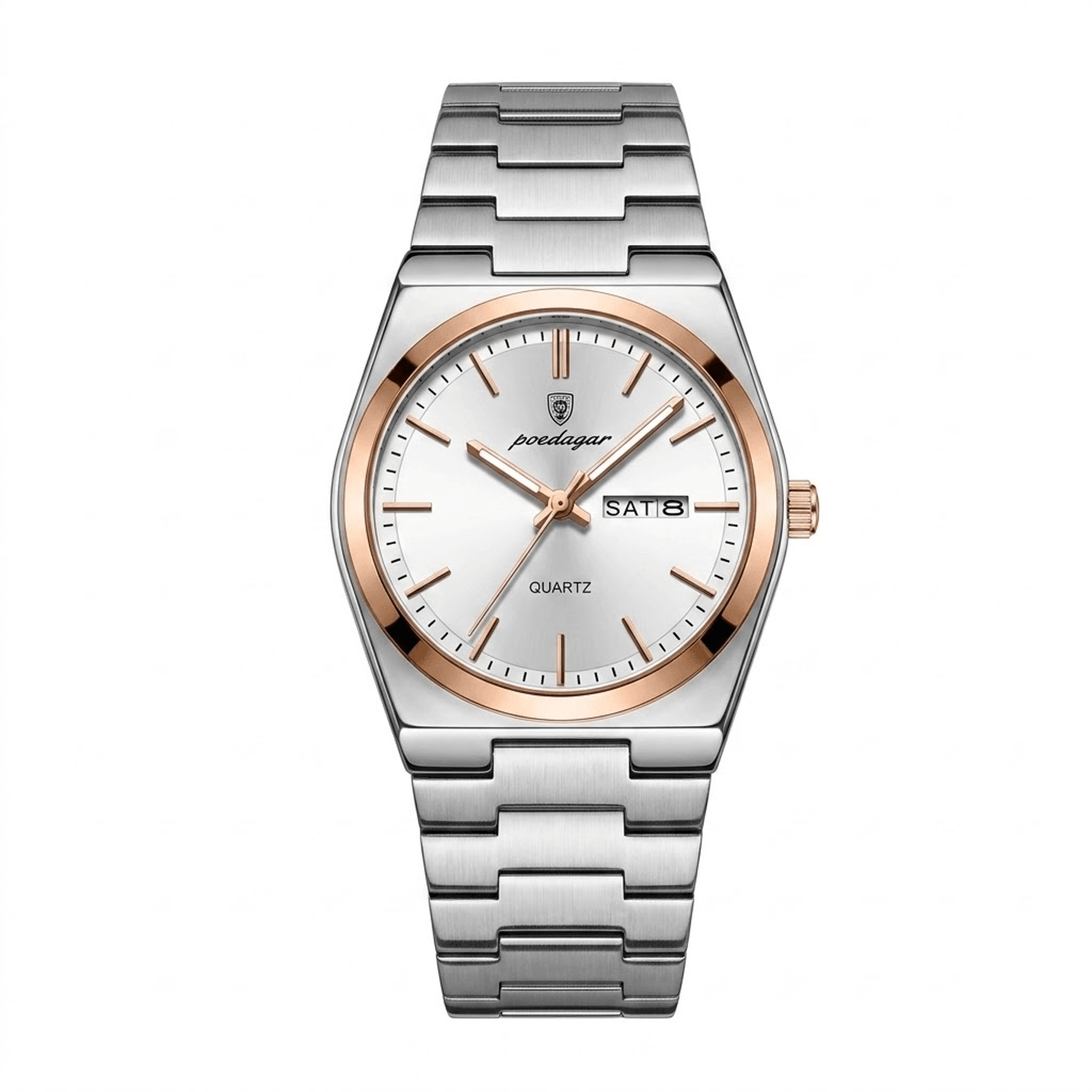 men quartz watch stainless steel waterproof luminous day date business watch