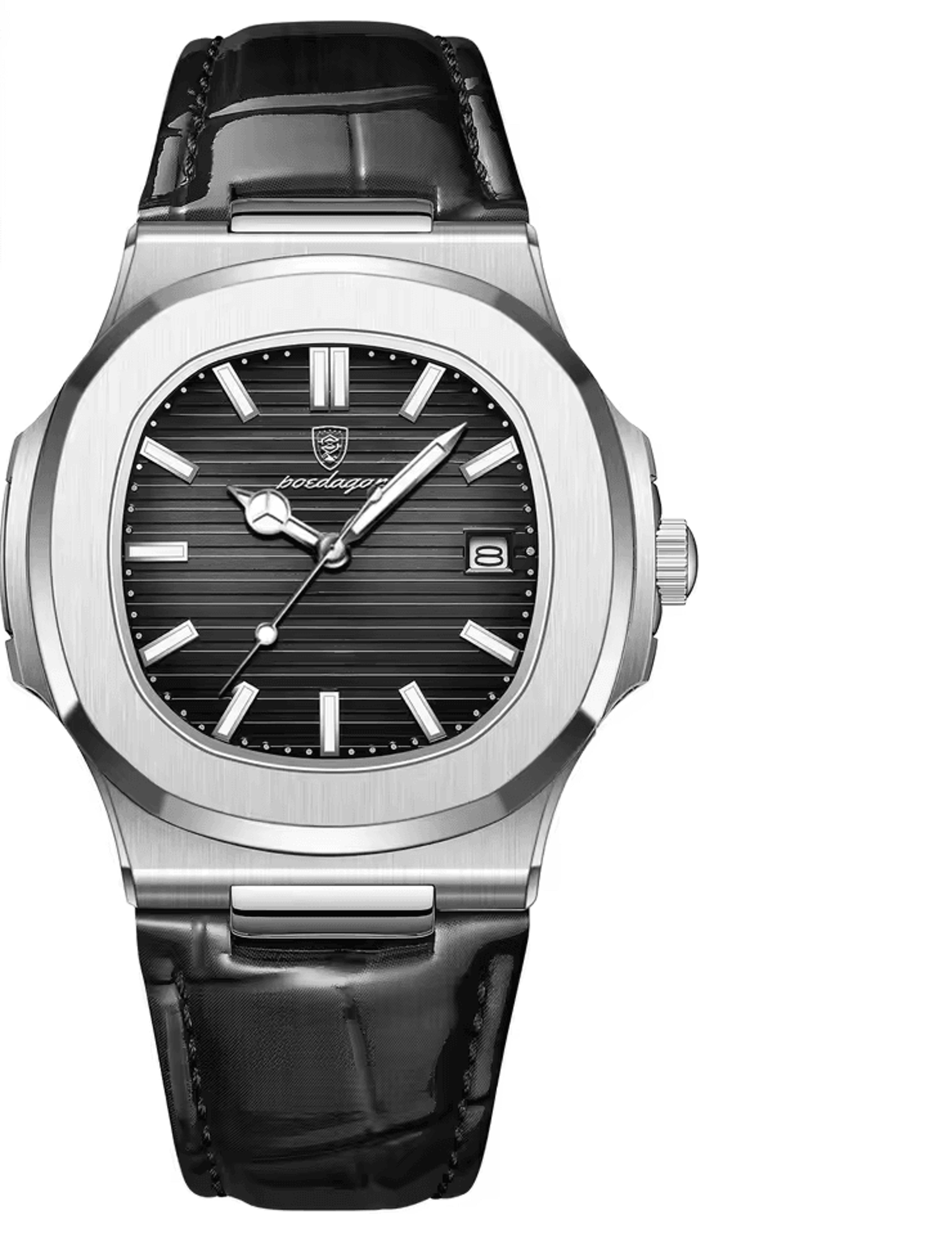 luxury square leather men's watch waterproof luminous date quartz sports wristwatch