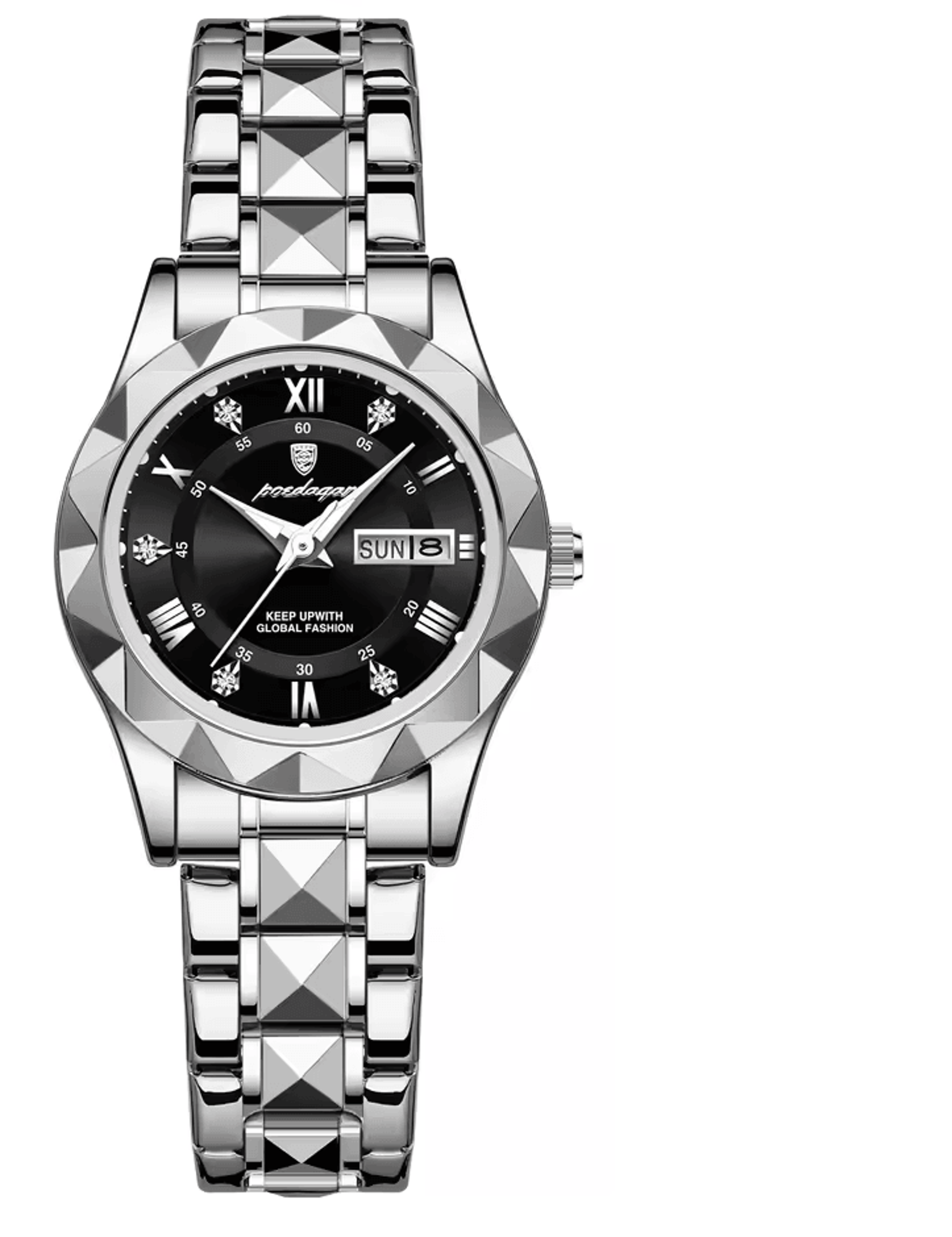 luxury women watch stainless steel week date quartz ladies wristwatch
