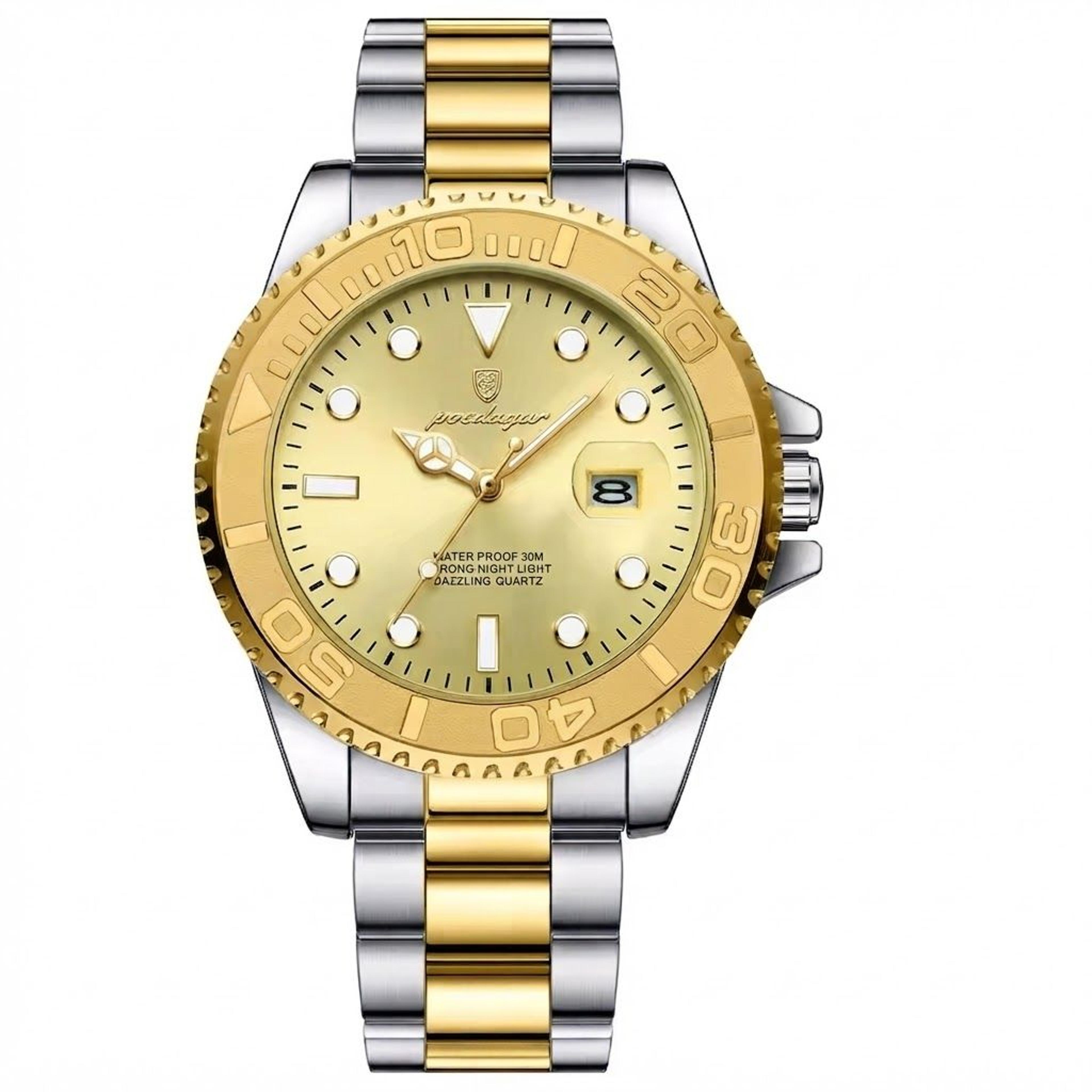 luxury men quartz watch stainless steel waterproof date wristwatch
