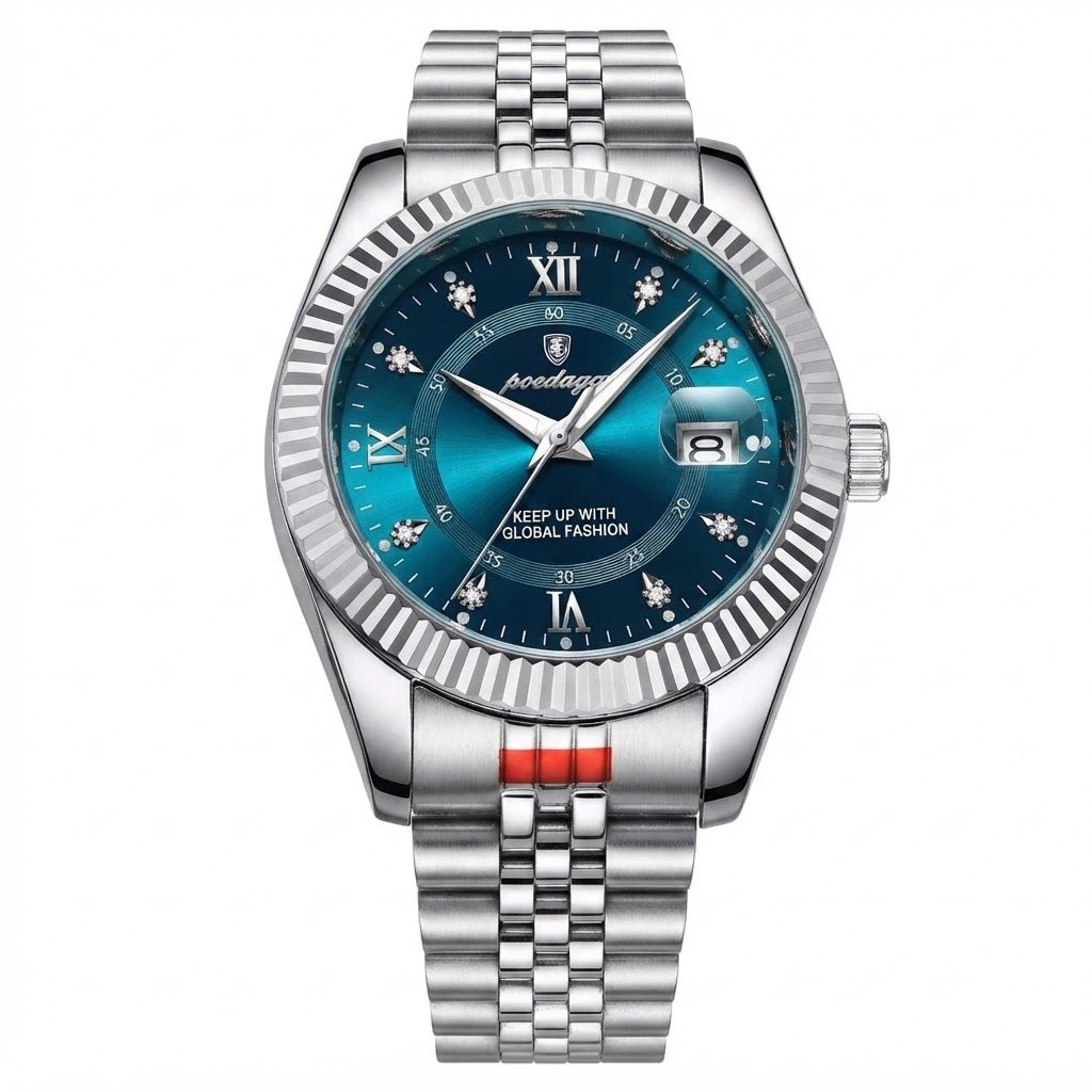 luxury men quartz watch stainless steel waterproof luminous date wristwatch