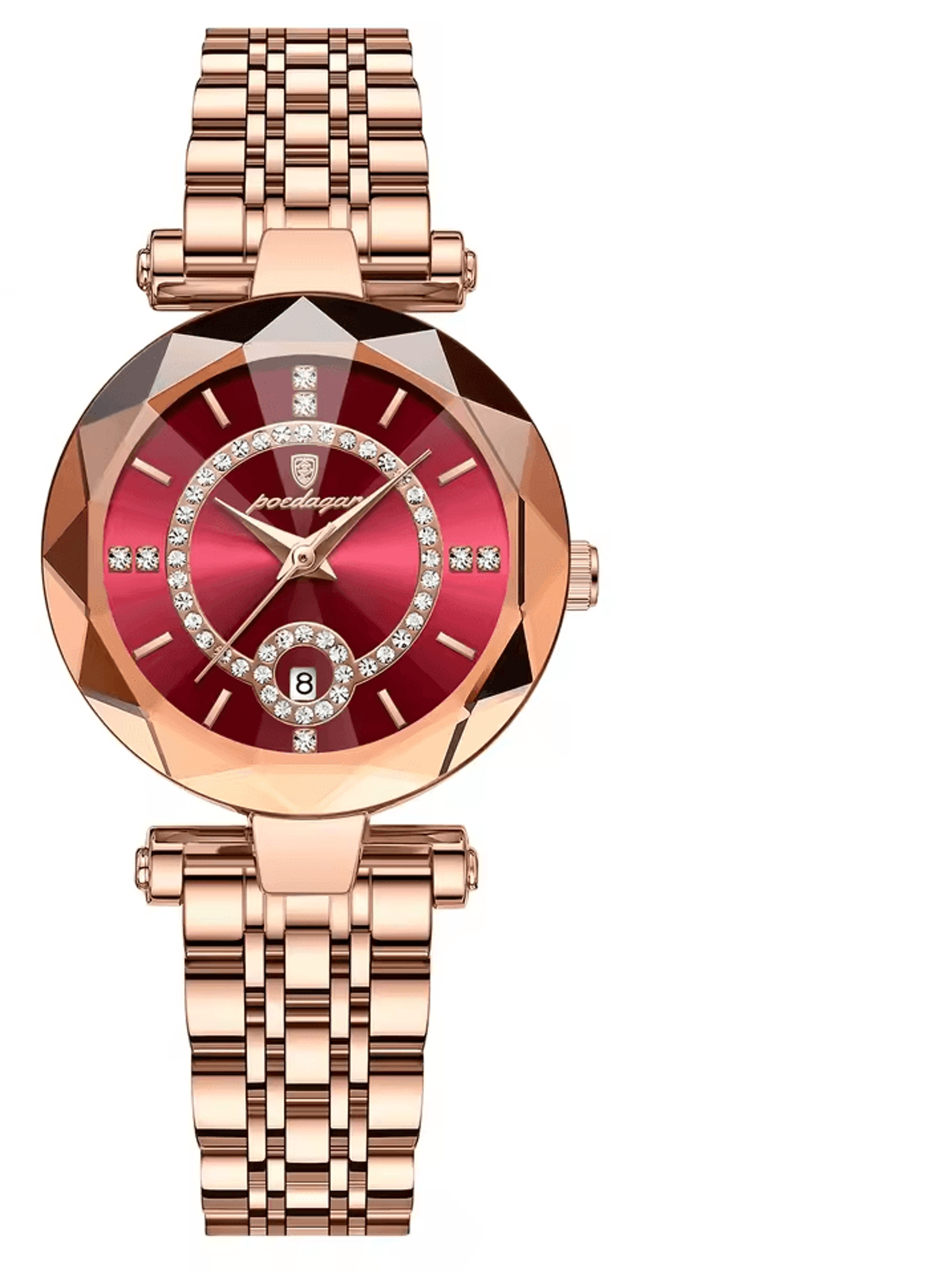 elegant stainless steel waterproof quartz watch for women with date display