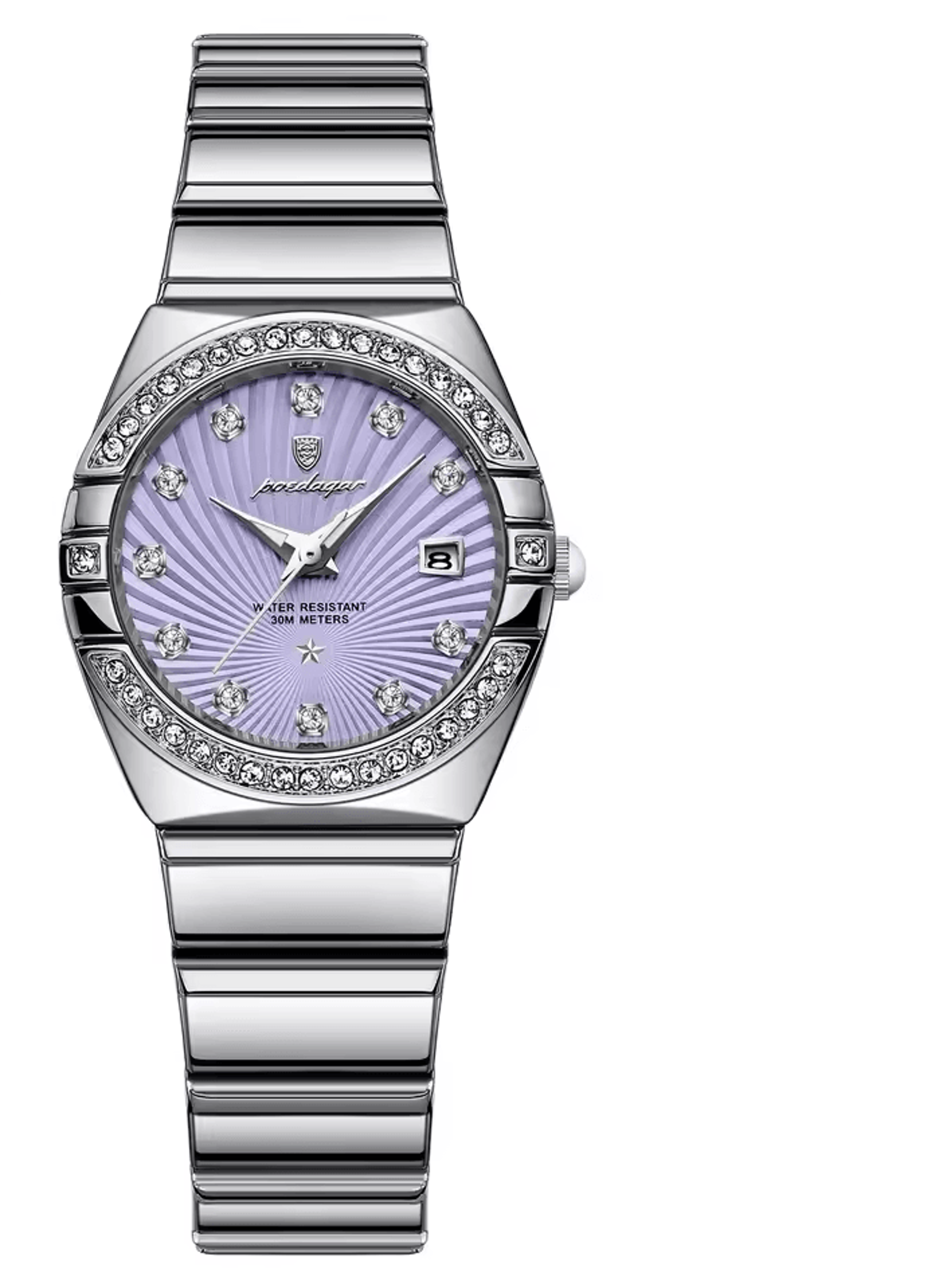 elegant stainless steel waterproof quartz watch for women with luminous date display