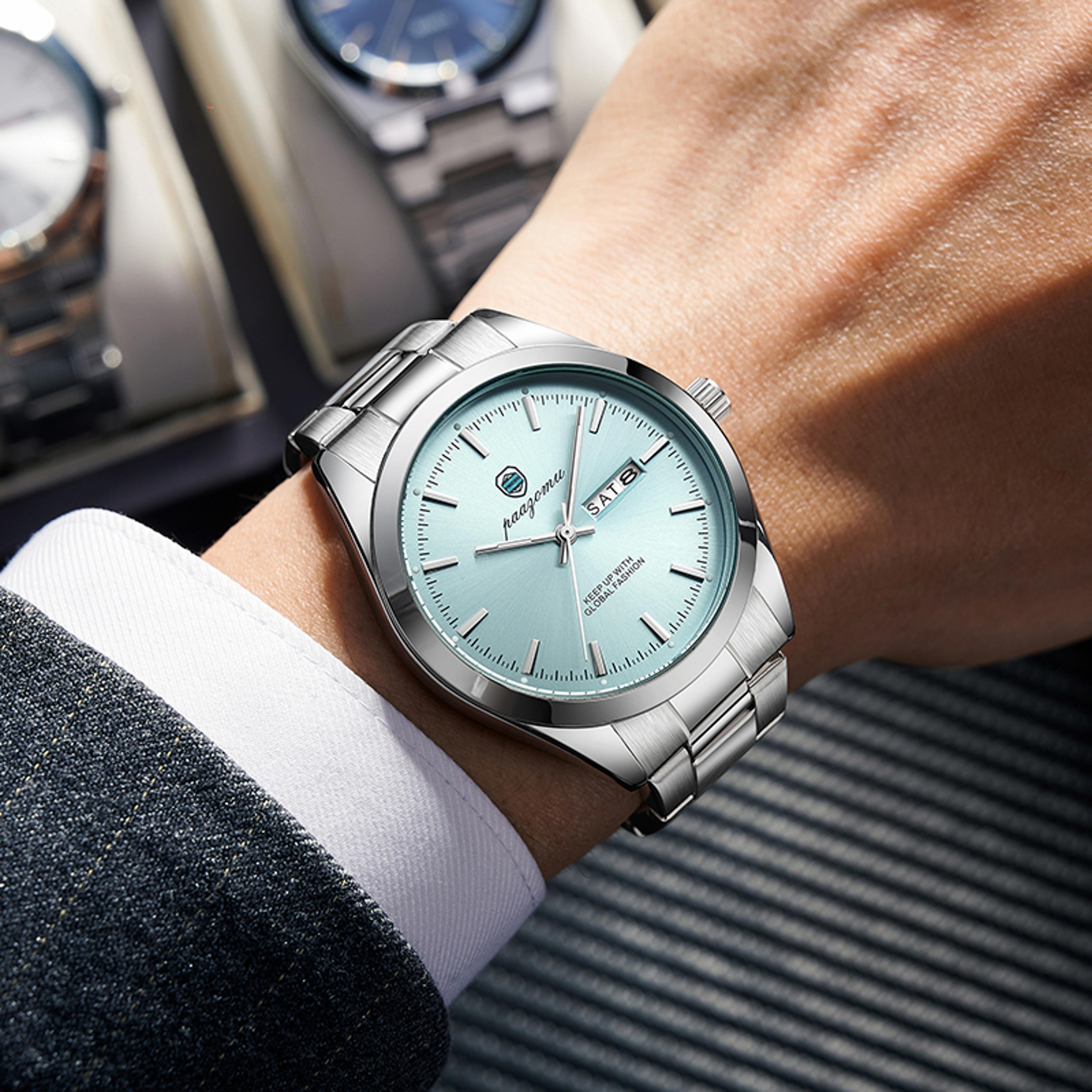 business waterproof mens quartz watch stainless steel