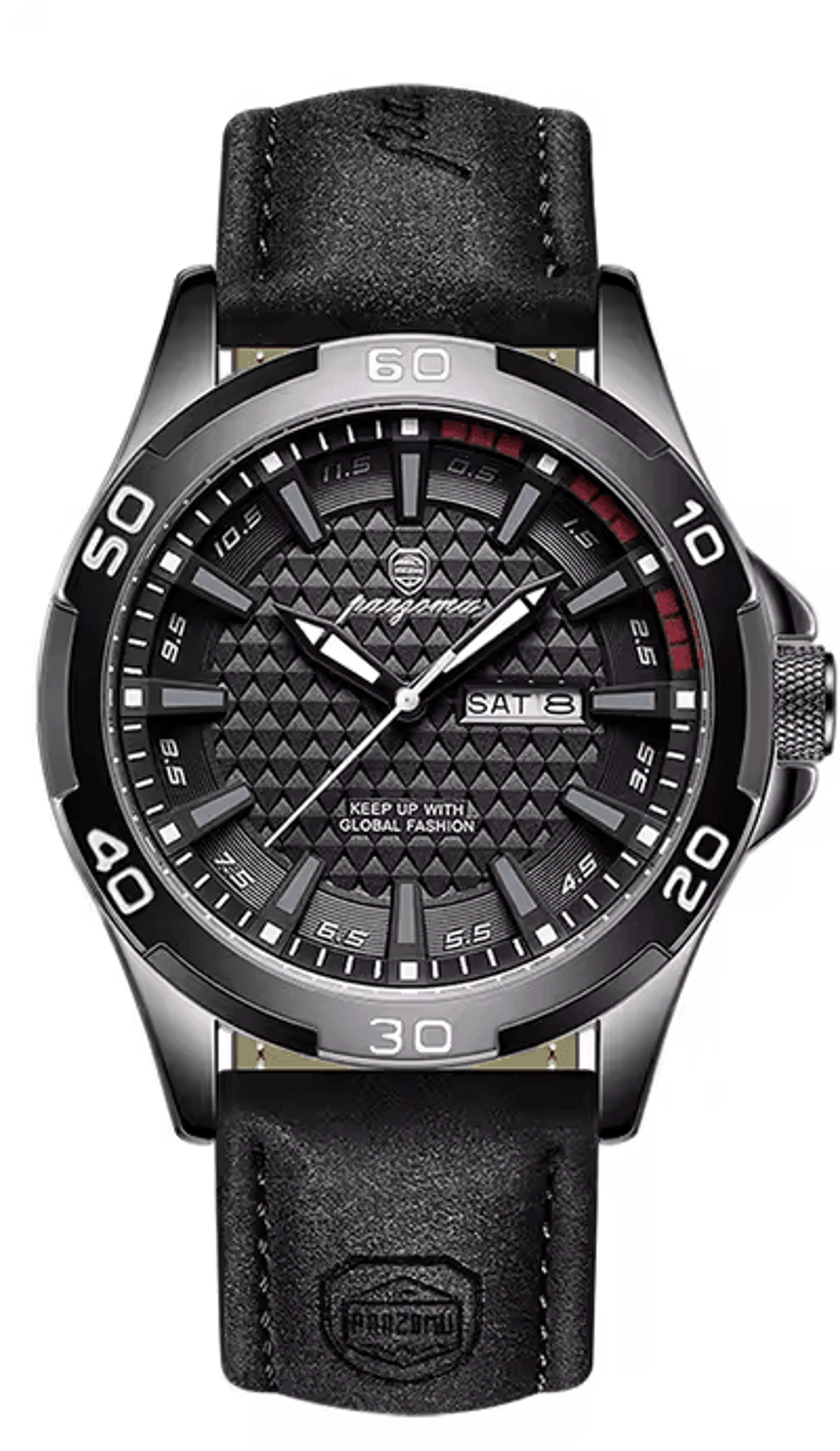 luxury waterproof men watch luminous quartz leather wristwatch