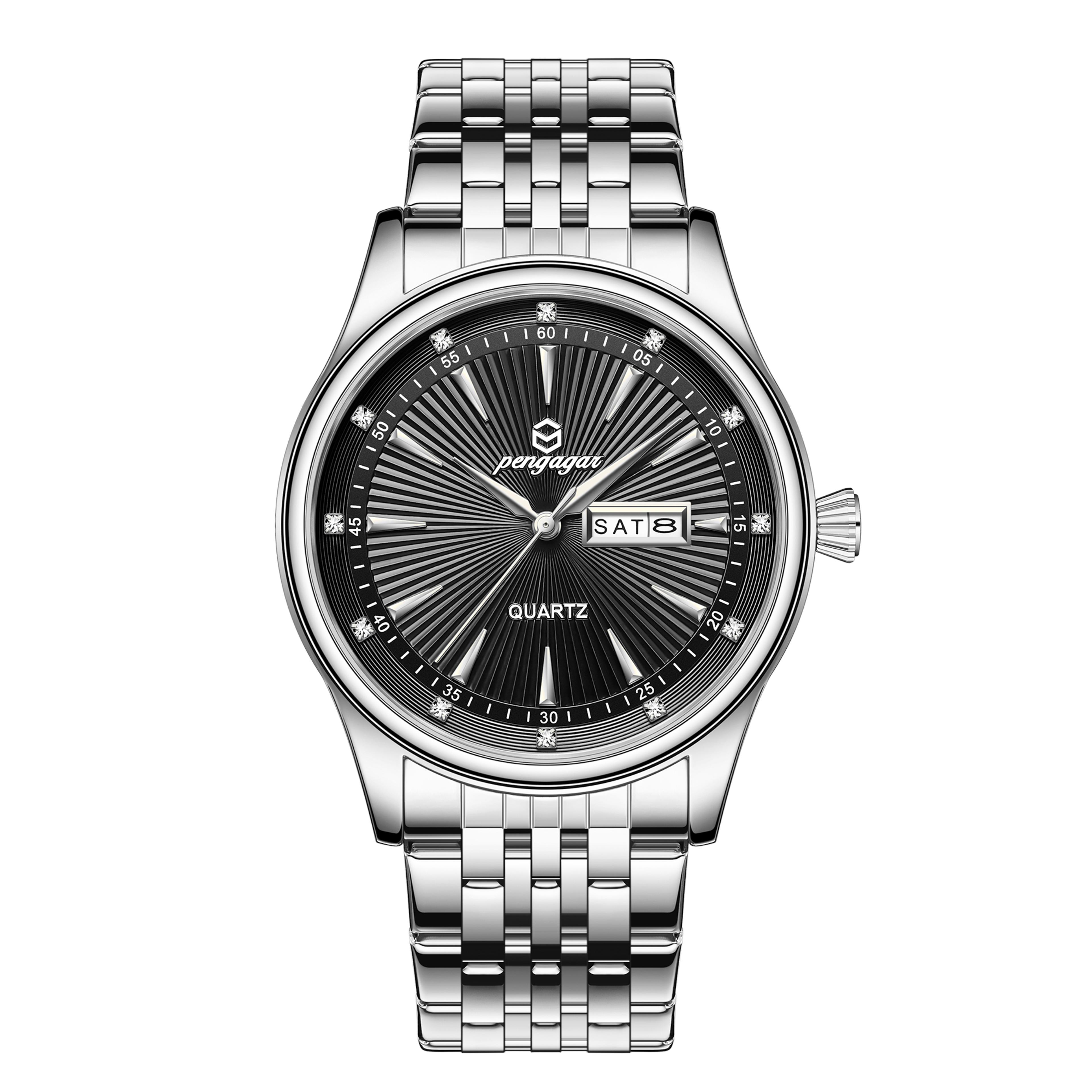 luxury men stainless steel waterproof quartz watch