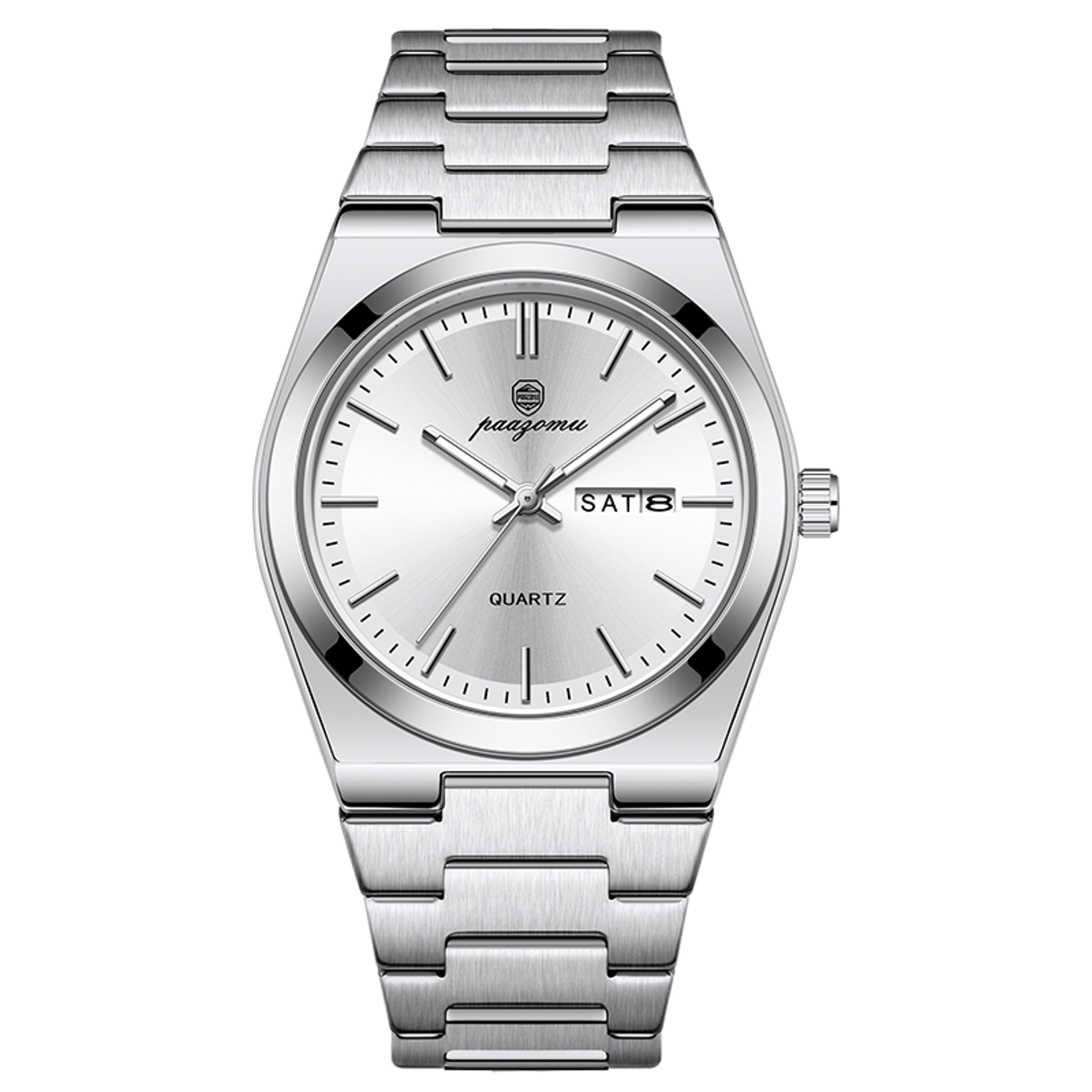 men's quartz watch waterproof stainless steel watch with luminous chronograph date